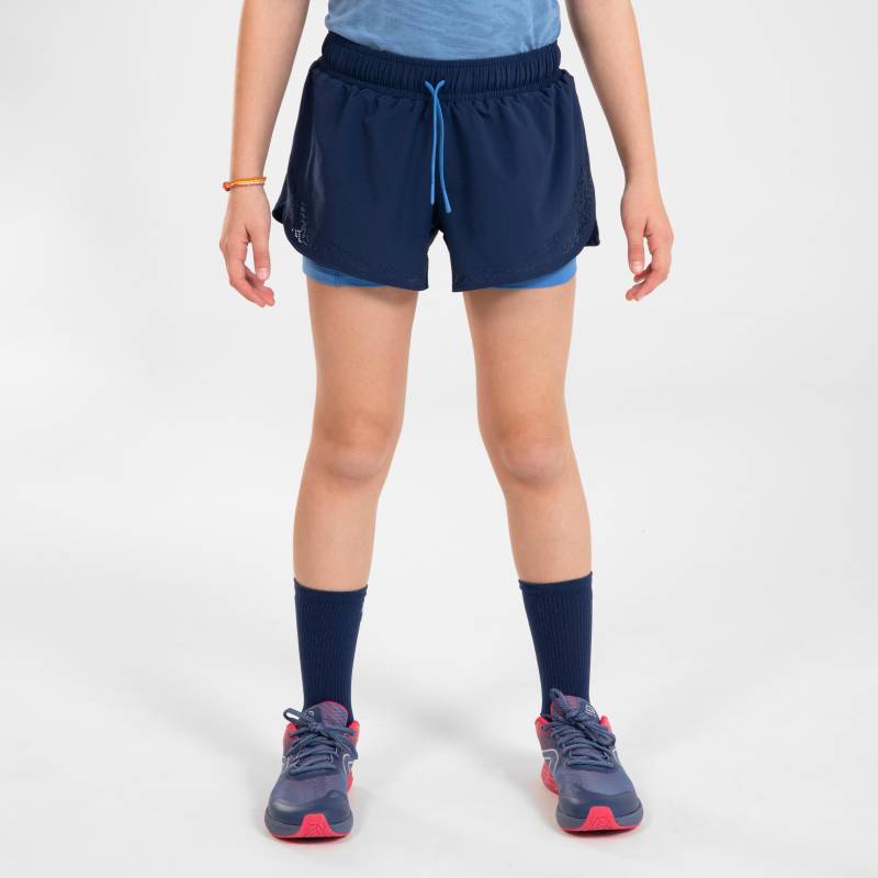 Shorts - 2in1 Dry+ Mädchen Blau Bedruckt 14-16A von KIPRUN