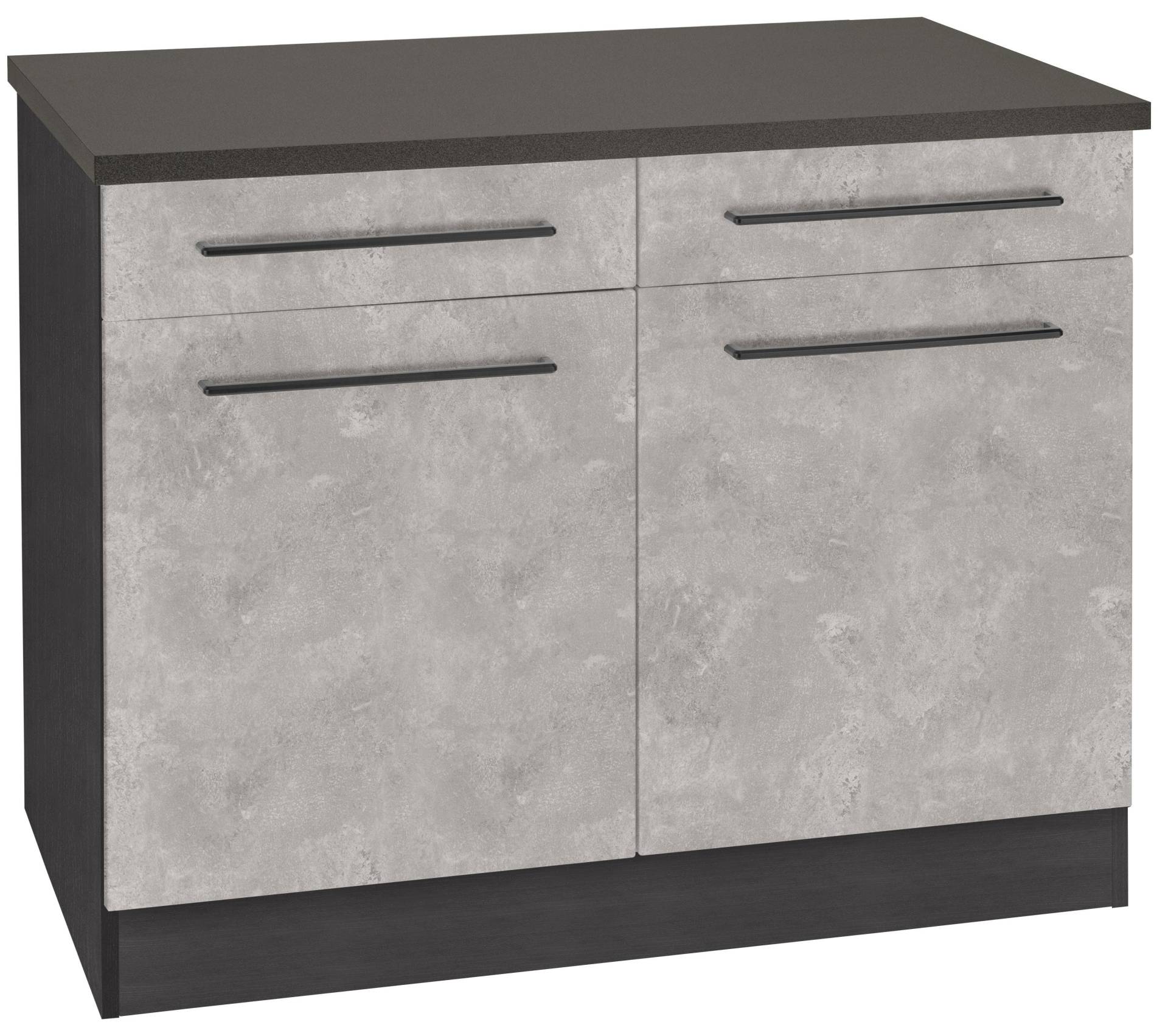 KOCHSTATION Unterschrank »KS-Tulsa«, 100 cm breit, 2 Schubkästen, 2 Türen, schwarzer Metallgriff, MDF Front von KOCHSTATION