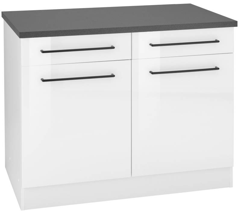 KOCHSTATION Unterschrank »KS-Tulsa«, 100 cm breit, 2 Schubkästen, 2 Türen, schwarzer Metallgriff, MDF Front von KOCHSTATION