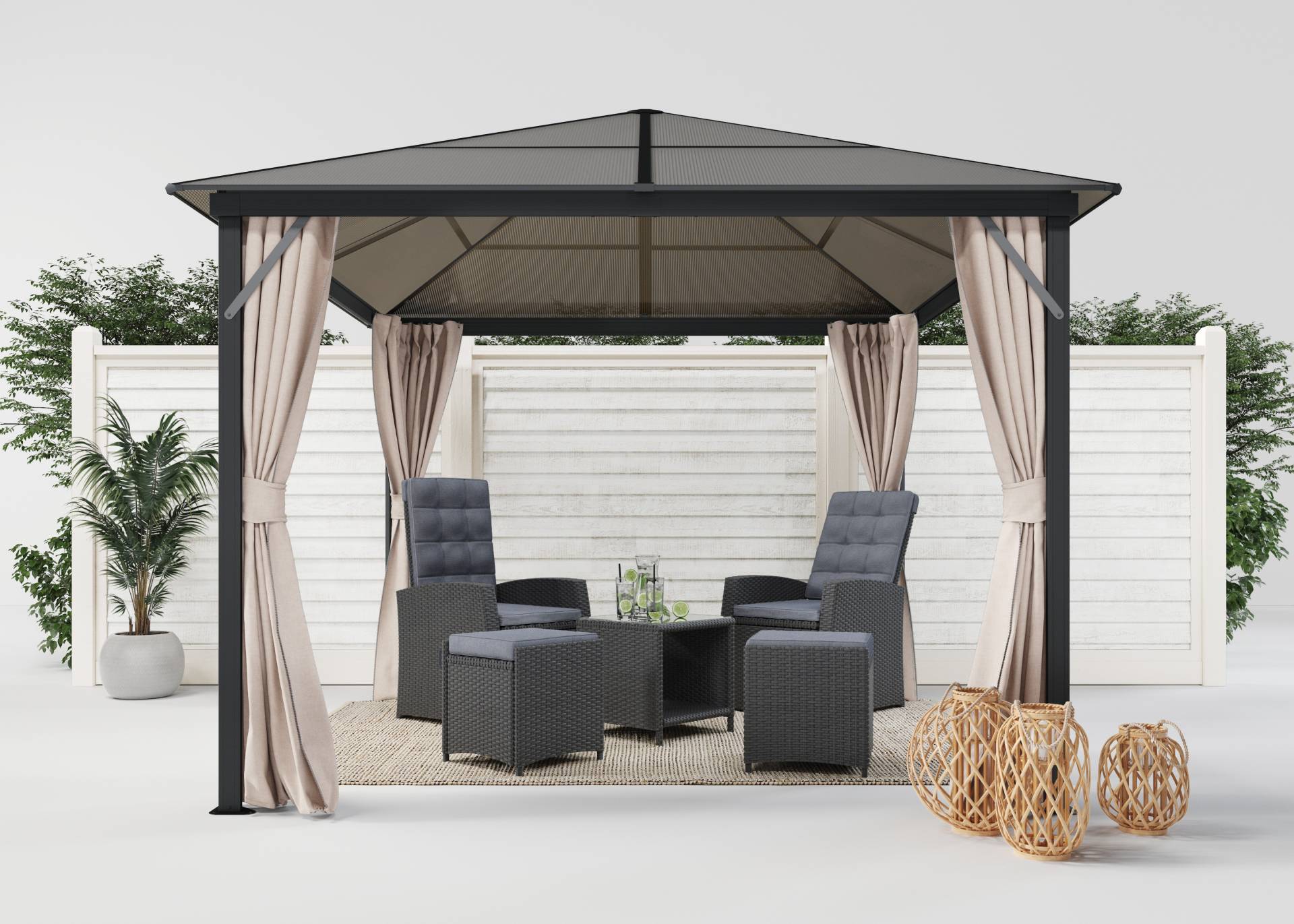 KONIFERA Pavillon »Aruba 2.0«, BxT: 300x300 cm, 6 mm Polycarbonat-Dachplatten, Aluminium von KONIFERA