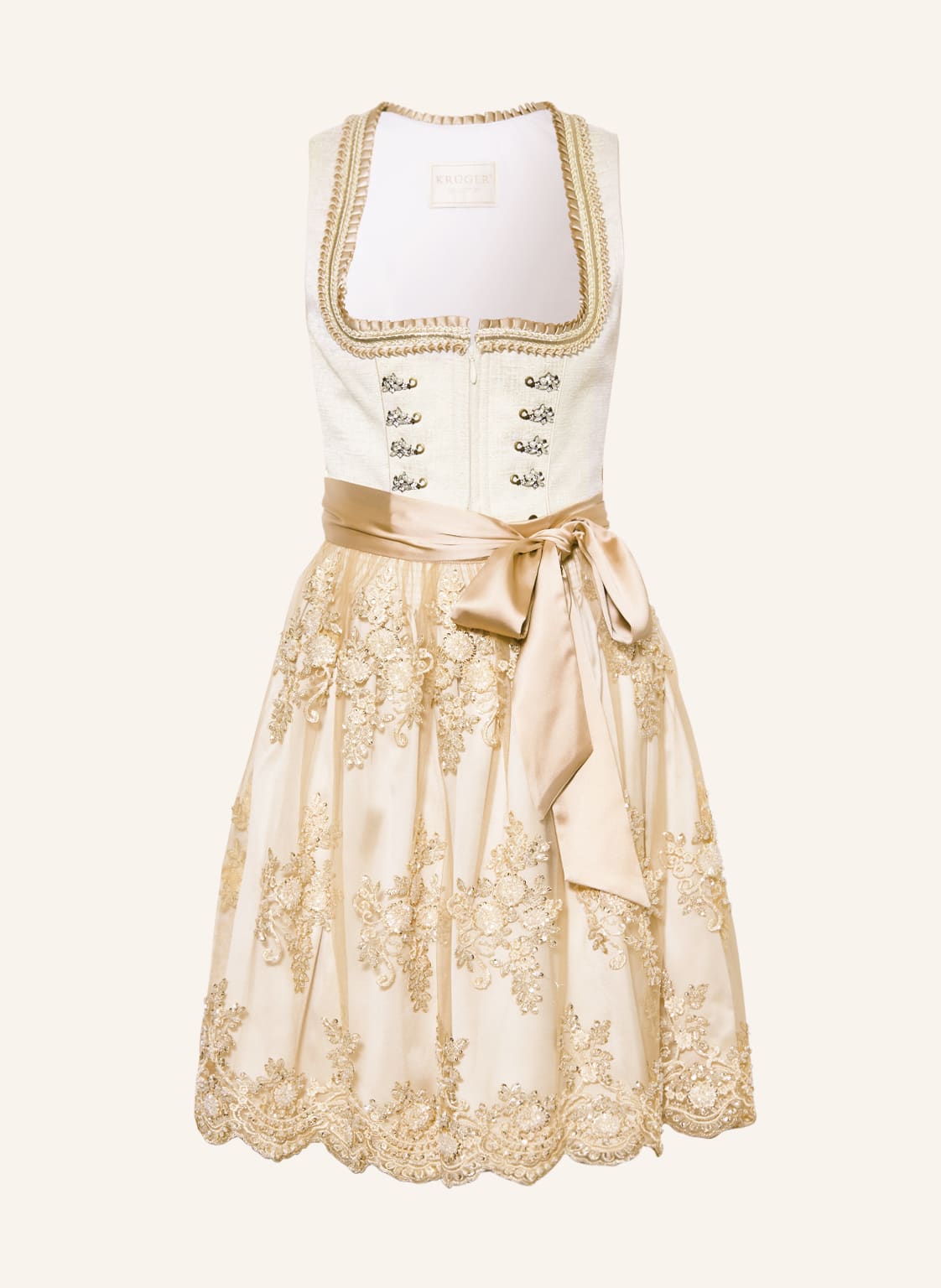 Krüger Dirndl Mit Glitzergarn beige