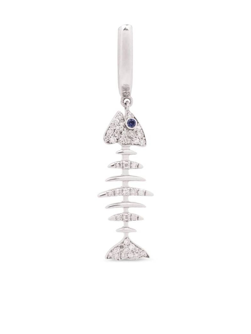 Kamushki 18kt white gold Fish diamond and sapphire earring - Silver von Kamushki