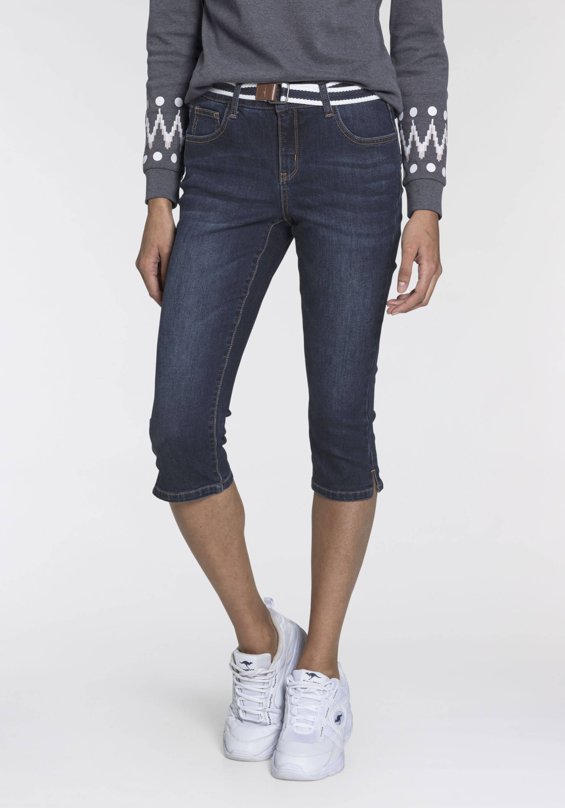 KangaROOS Caprijeans »CAPRI-JEANS mit Gürtel«, (Set, mit abnehmbarem Gürtel), mit passendem Gürtel von KangaROOS