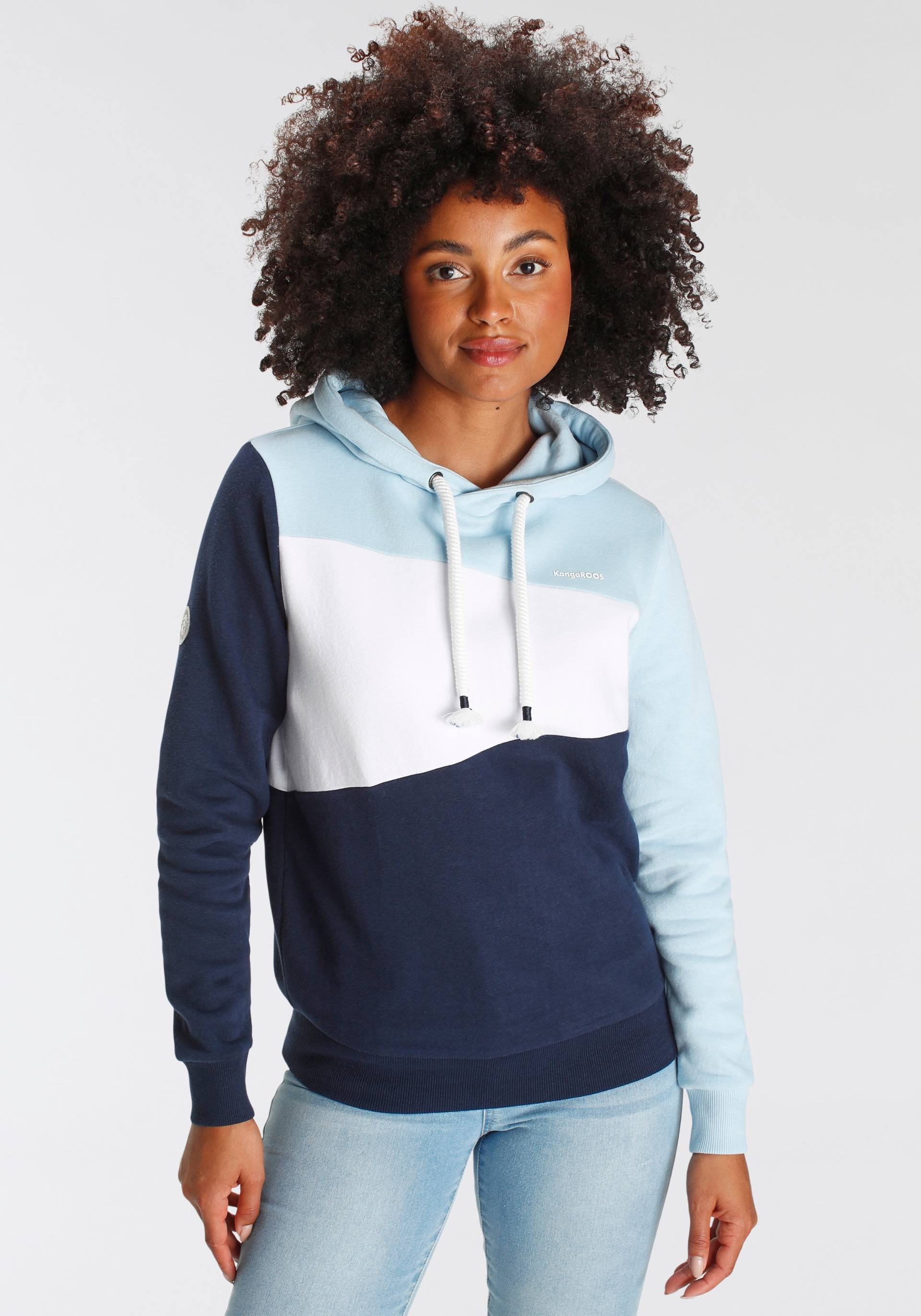 KangaROOS Hoodie, Langarm, lockere Passform, Colorblocking-Optik von KangaROOS