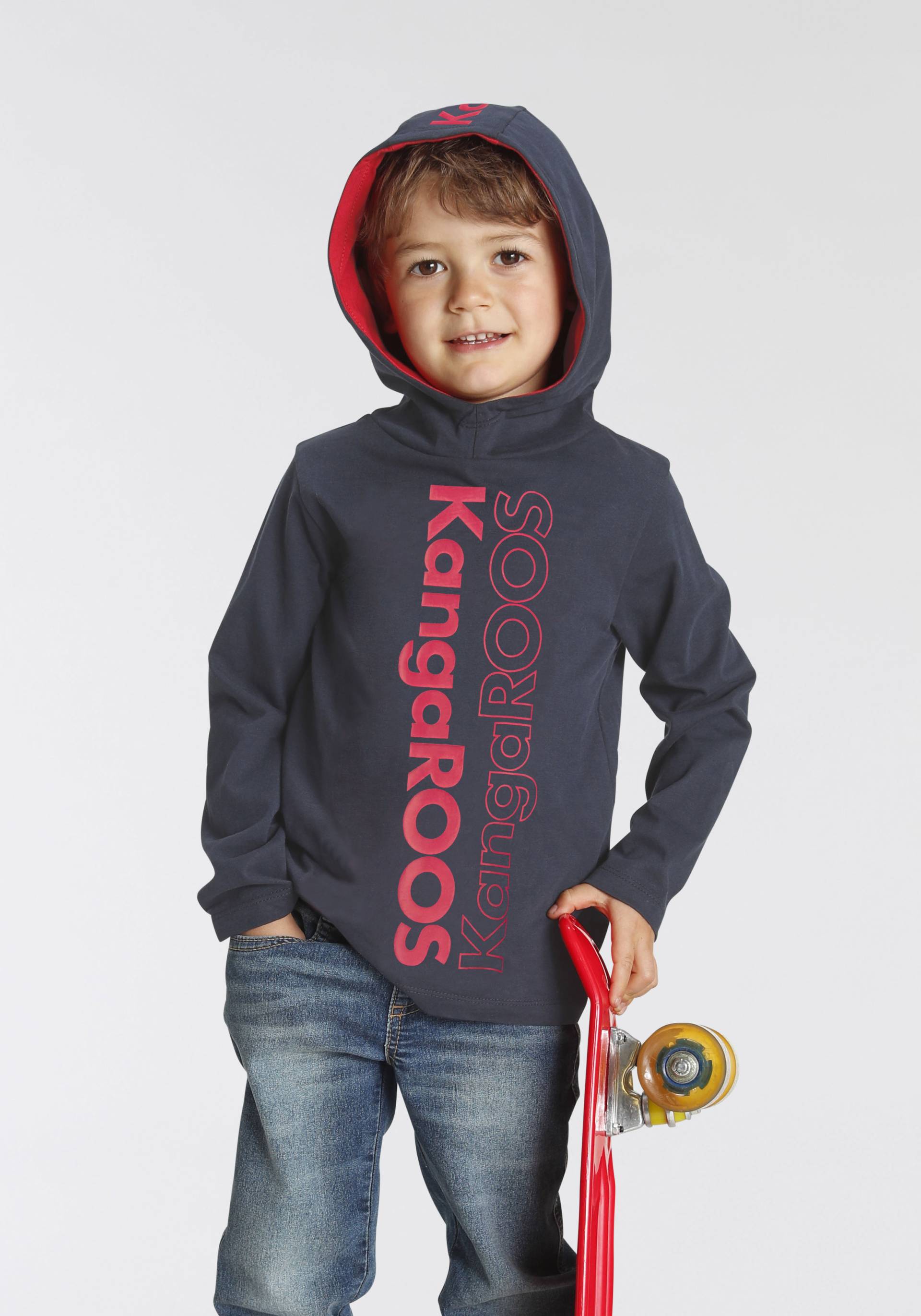 KangaROOS Kapuzenshirt »Kleine Jungen«, Langarm, Basic-Passform, bedruckt, aus 100% Baumwolle KangaROOS Kapuzenshirt »Kleine Jungen«, Langarm, Basic-Passform, bedruckt, aus 100% Baumwolle von KangaROOS