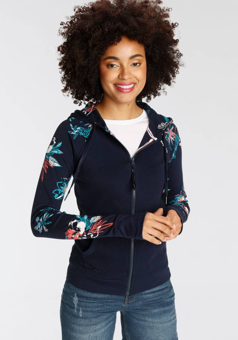 KangaROOS Kapuzensweatjacke, mit blumigem Druck im Hawaii-Look von KangaROOS