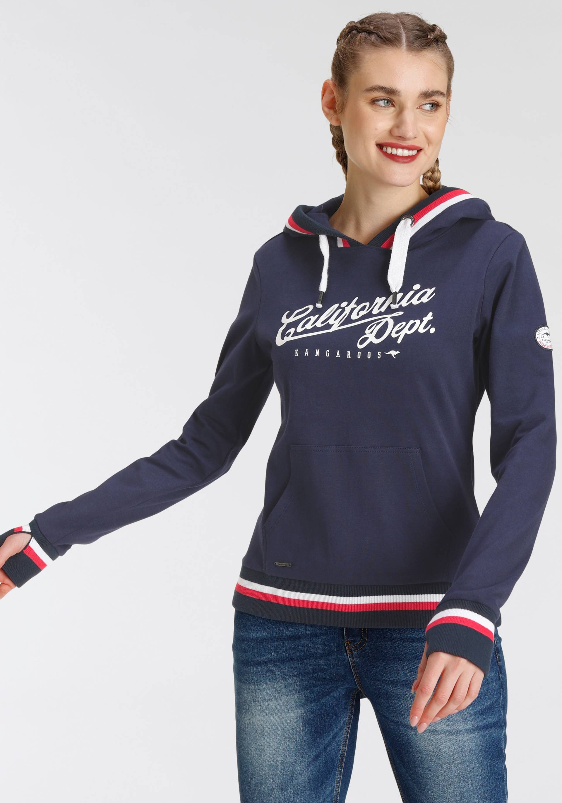 KangaROOS Kapuzensweatshirt, mit grossen Logoschriftzug & Kontraststreifen von KangaROOS