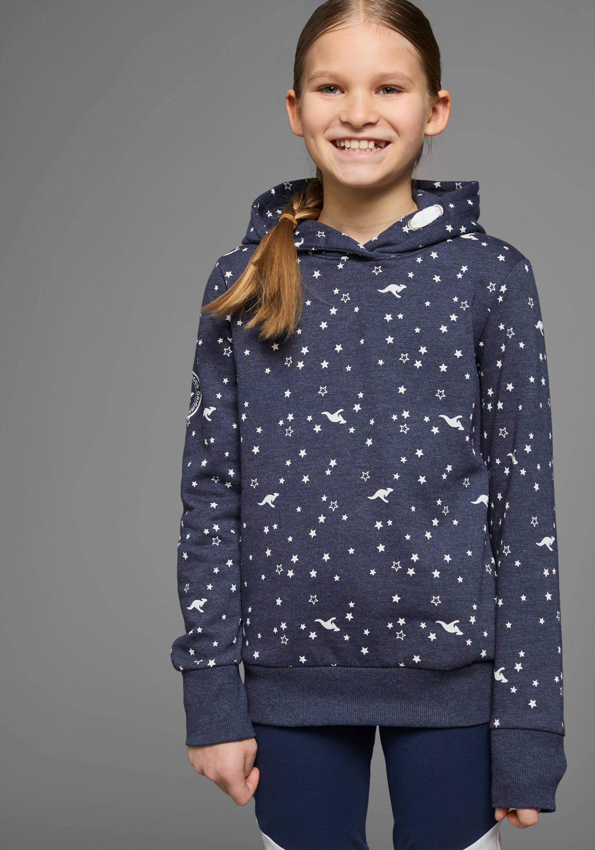 KangaROOS Kapuzensweatshirt, Langarm, bedruckt, mit Kapuze, aus Baumwollmischung KangaROOS Kapuzensweatshirt, Langarm, bedruckt, mit Kapuze, aus Baumwollmischung von KangaROOS