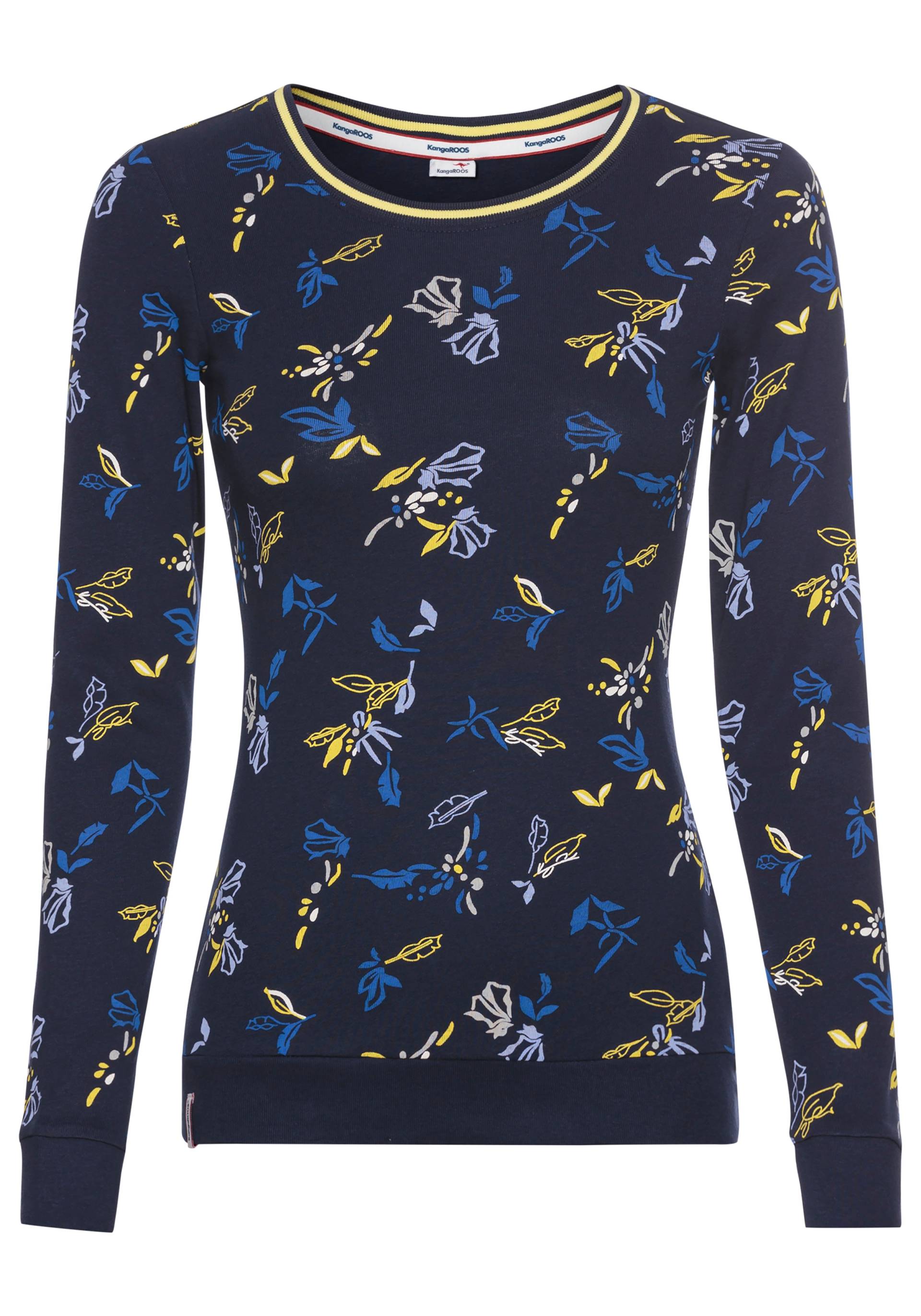 KangaROOS Langarmshirt, mit Allover-Print und Kontrastdetails - NEUE KOLLEKTION von KangaROOS