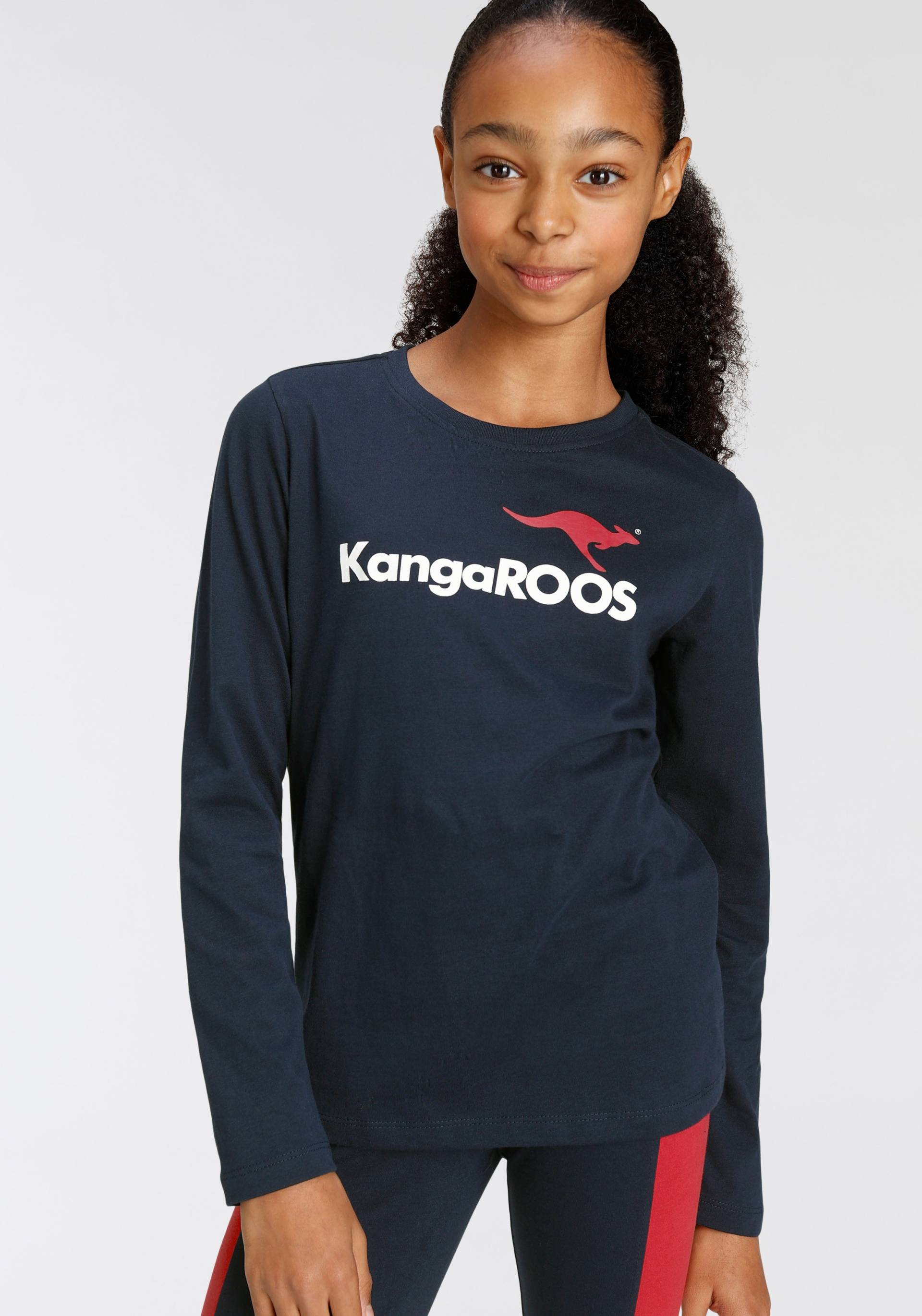 KangaROOS Langarmshirt »Basic Logo«, Langarm, mit peppigem Druck, Rundhalsausschnitt, aus Baumwolle von KangaROOS