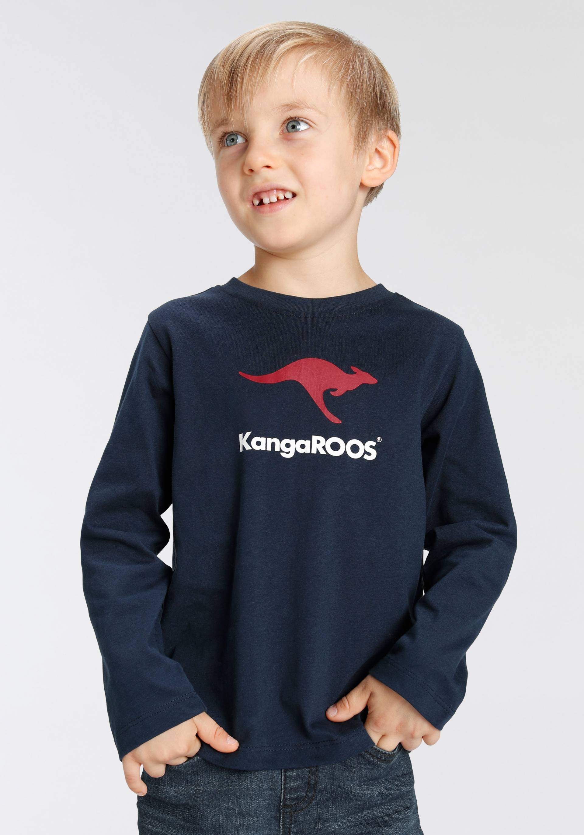 KangaROOS Langarmshirt »für kleine Jungen«, Langarm, Basic-Passform, bedruckt, Rundhalsausschnitt von KangaROOS