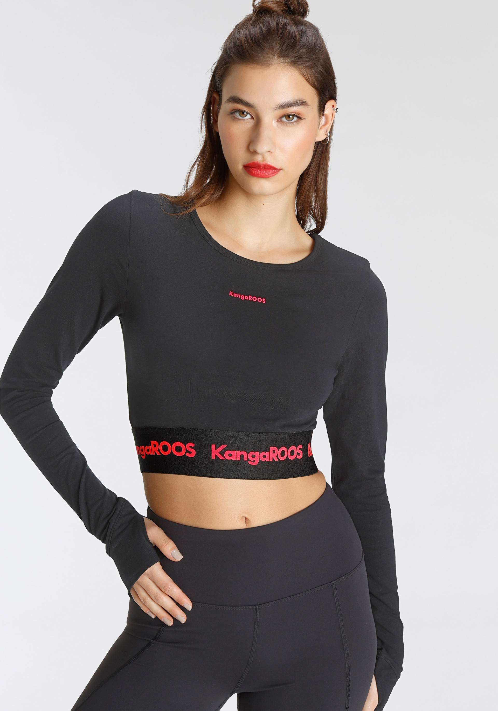 KangaROOS Langarmshirt, Langarm, figurbetonte Passform, sportlicher Stil von KangaROOS