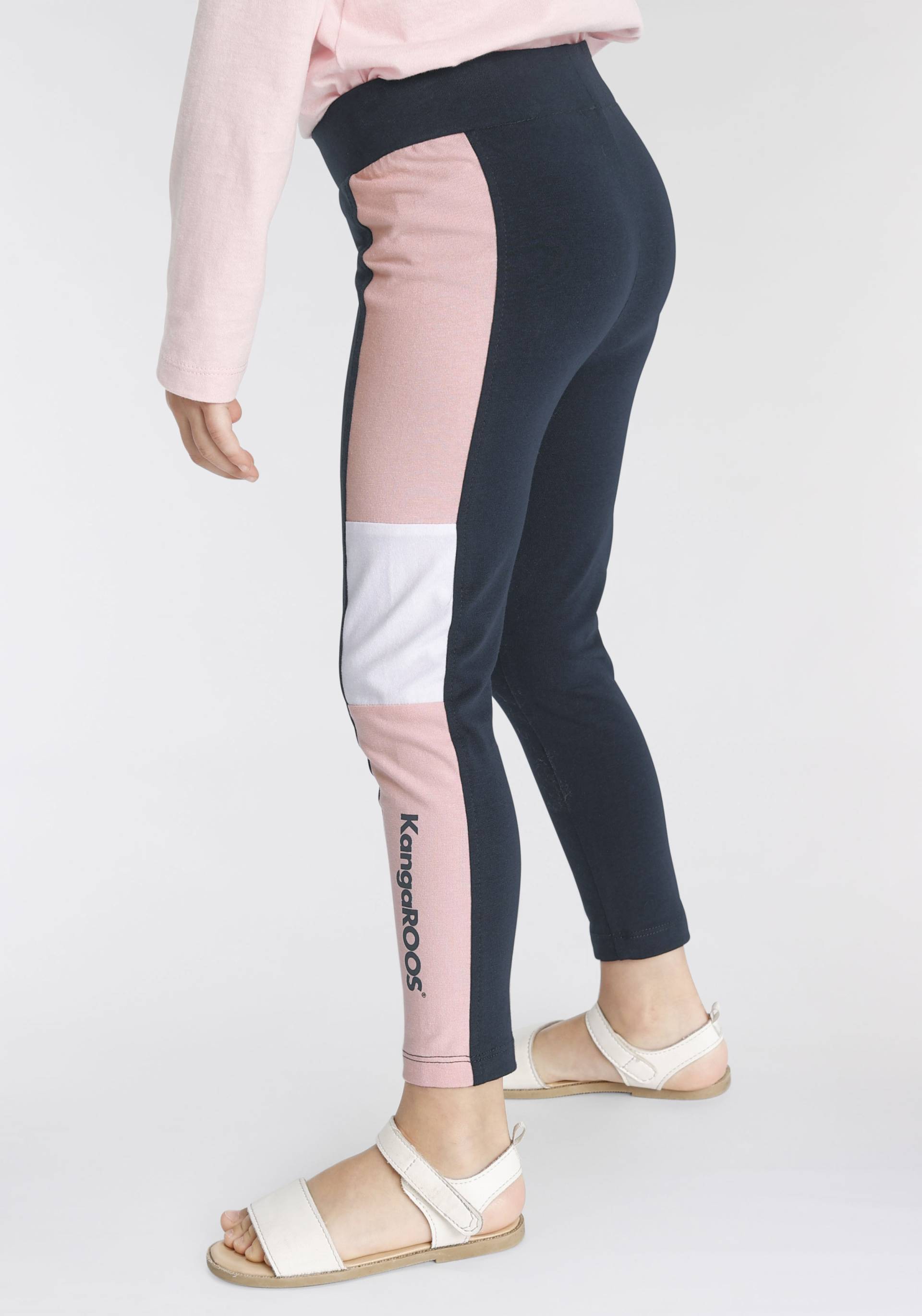 KangaROOS Leggings »Colorblocking Leggings für kleine Mädchen«, mit breitem Bündchen und Logoprint von KangaROOS