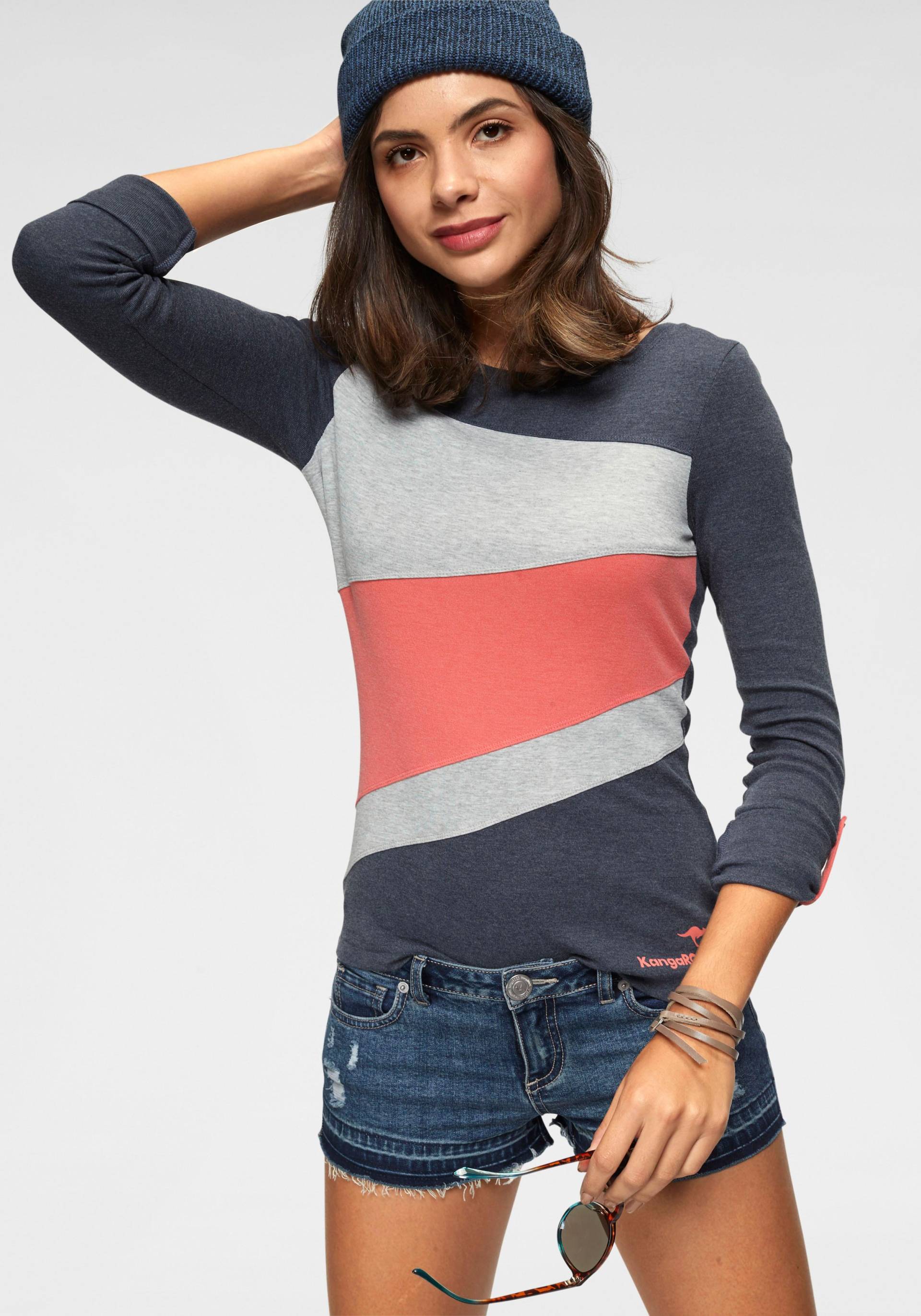 KangaROOS Longsleeve, Langarm, figurbetonte Passform, unifarben, Rundhalsausschnitt KangaROOS Longsleeve, Langarm, figurbetonte Passform, unifarben, Rundhalsausschnitt von KangaROOS
