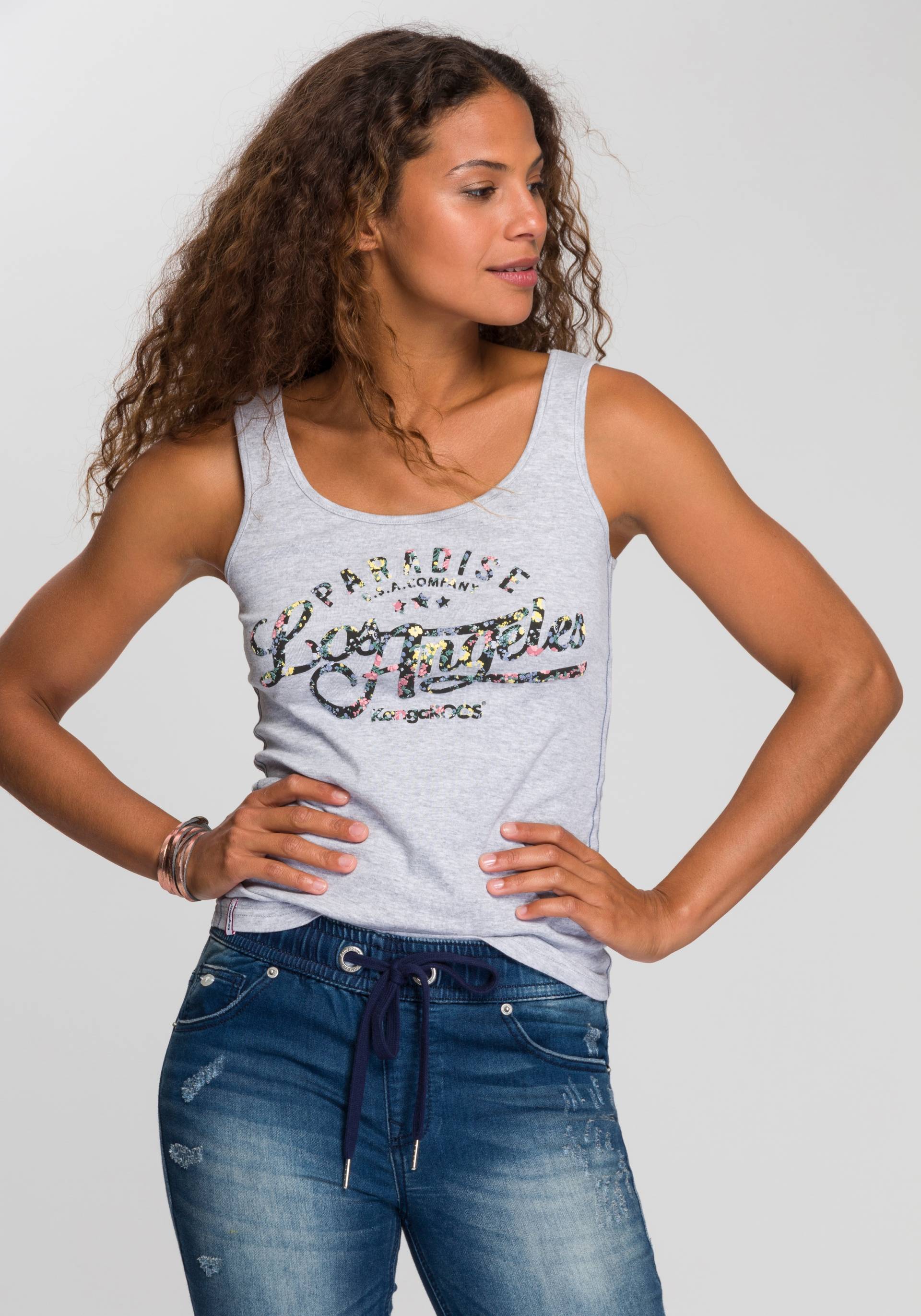 KangaROOS Ripptanktop, mit blumigem Puff-Print von KangaROOS