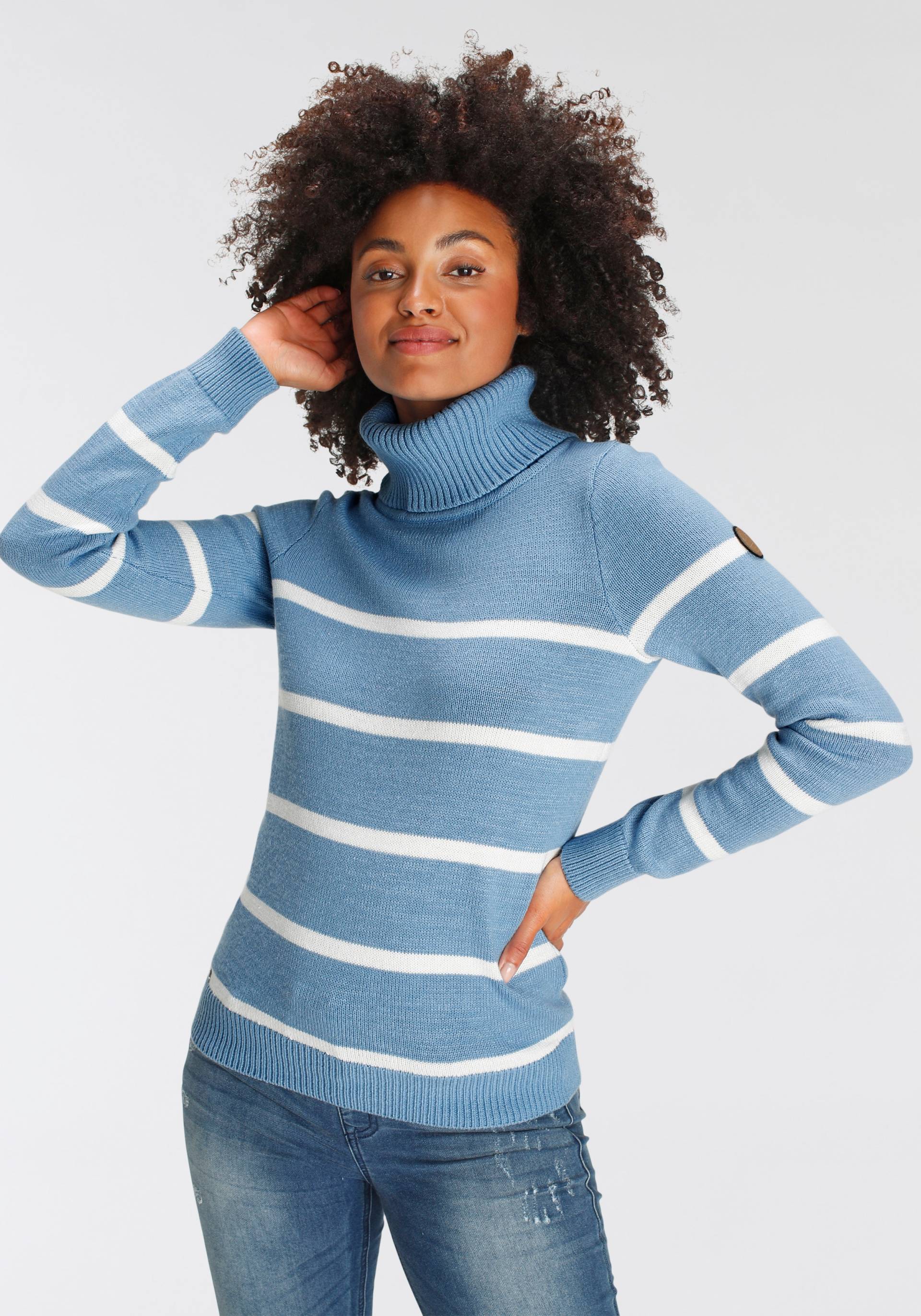 KangaROOS Rollkragenpullover, in lässiger Form mit Kontraststreifen KangaROOS Rollkragenpullover, in lässiger Form mit Kontraststreifen von KangaROOS