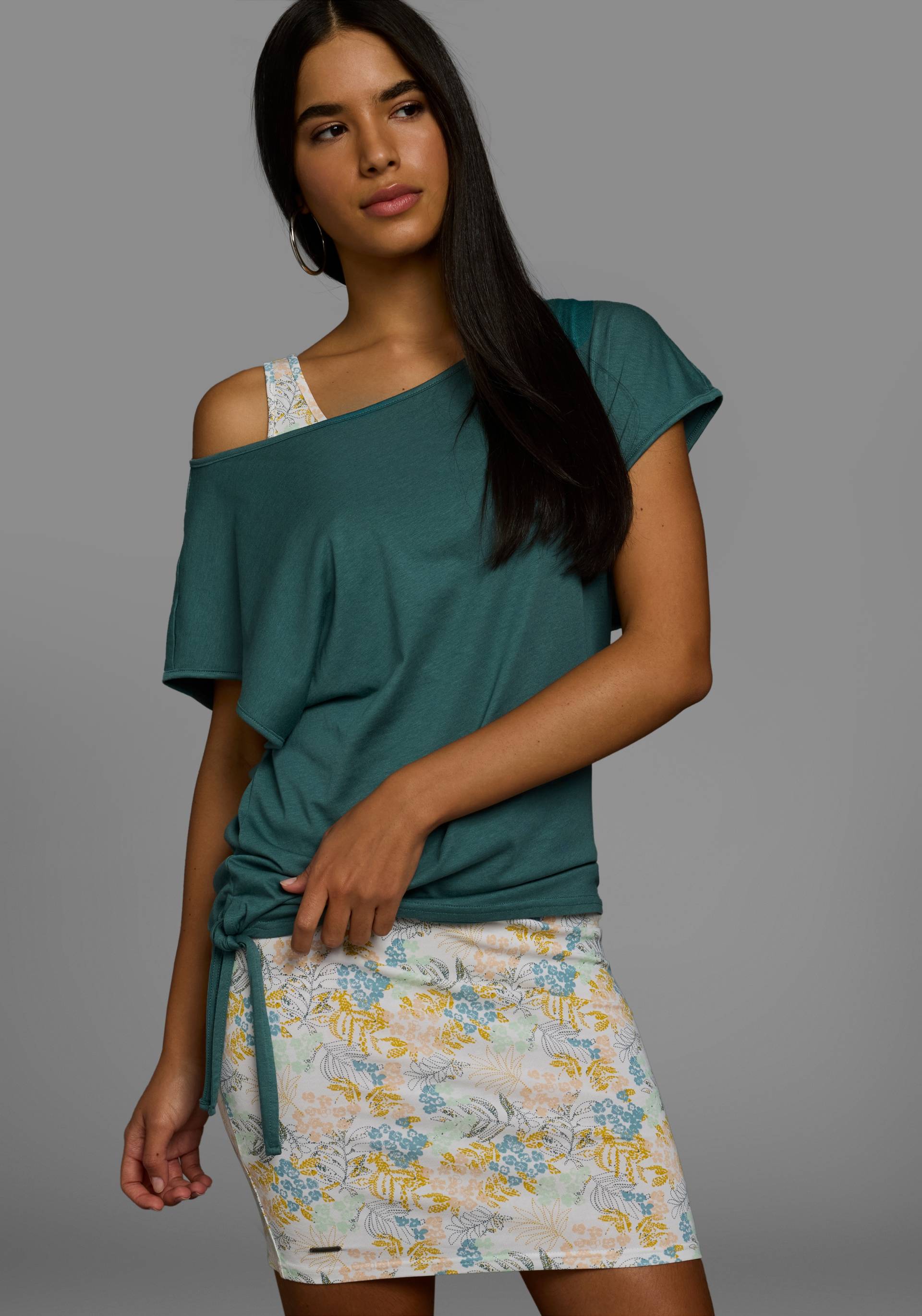 KangaROOS Sommerkleid, (Set, 2 tlg., mit T-Shirt), Set Shirt Kleid mit Blumen von KangaROOS