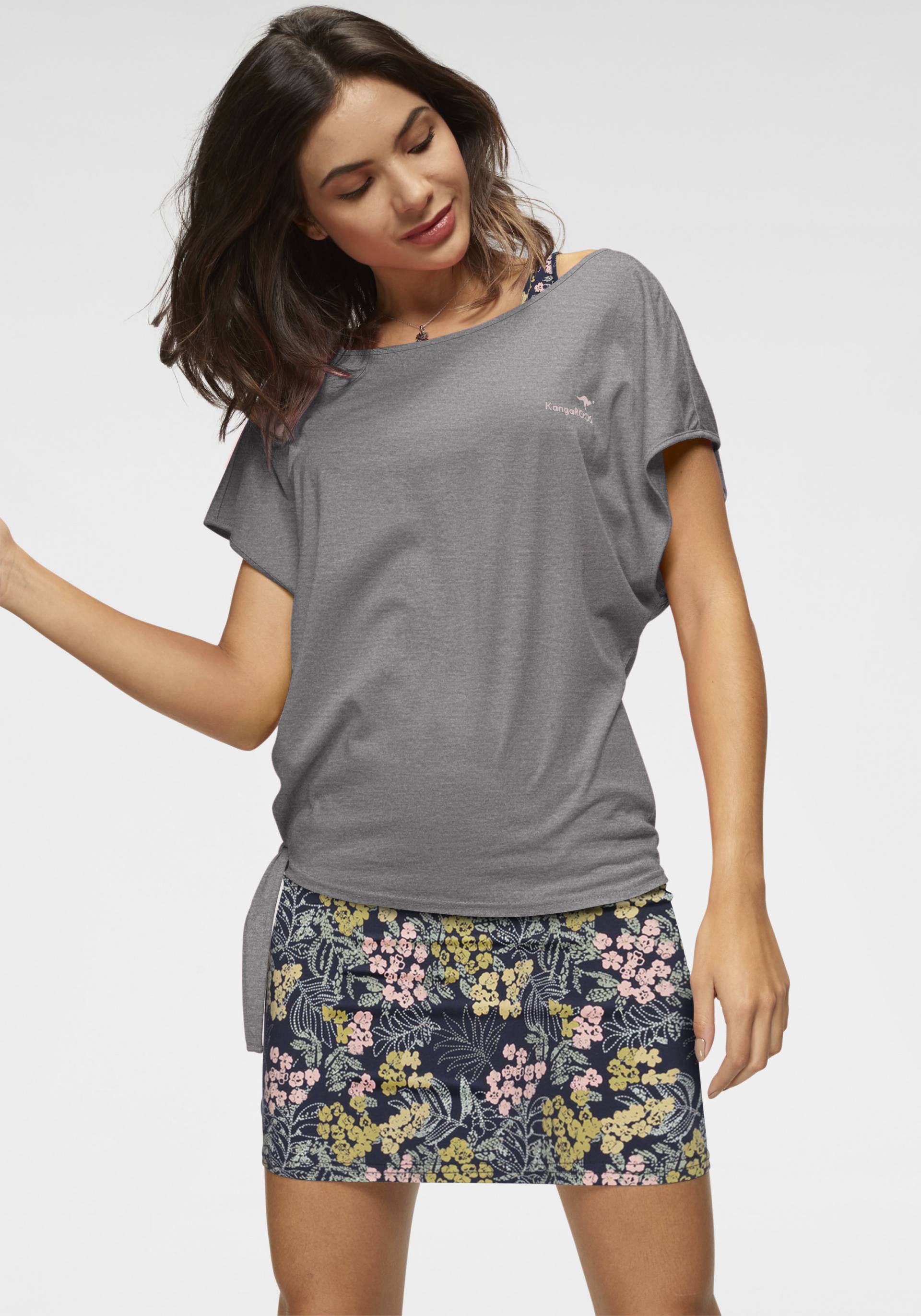 KangaROOS Sommerkleid, (Set, 2 tlg., mit T-Shirt), Set Shirt Kleid mit Blumen von KangaROOS