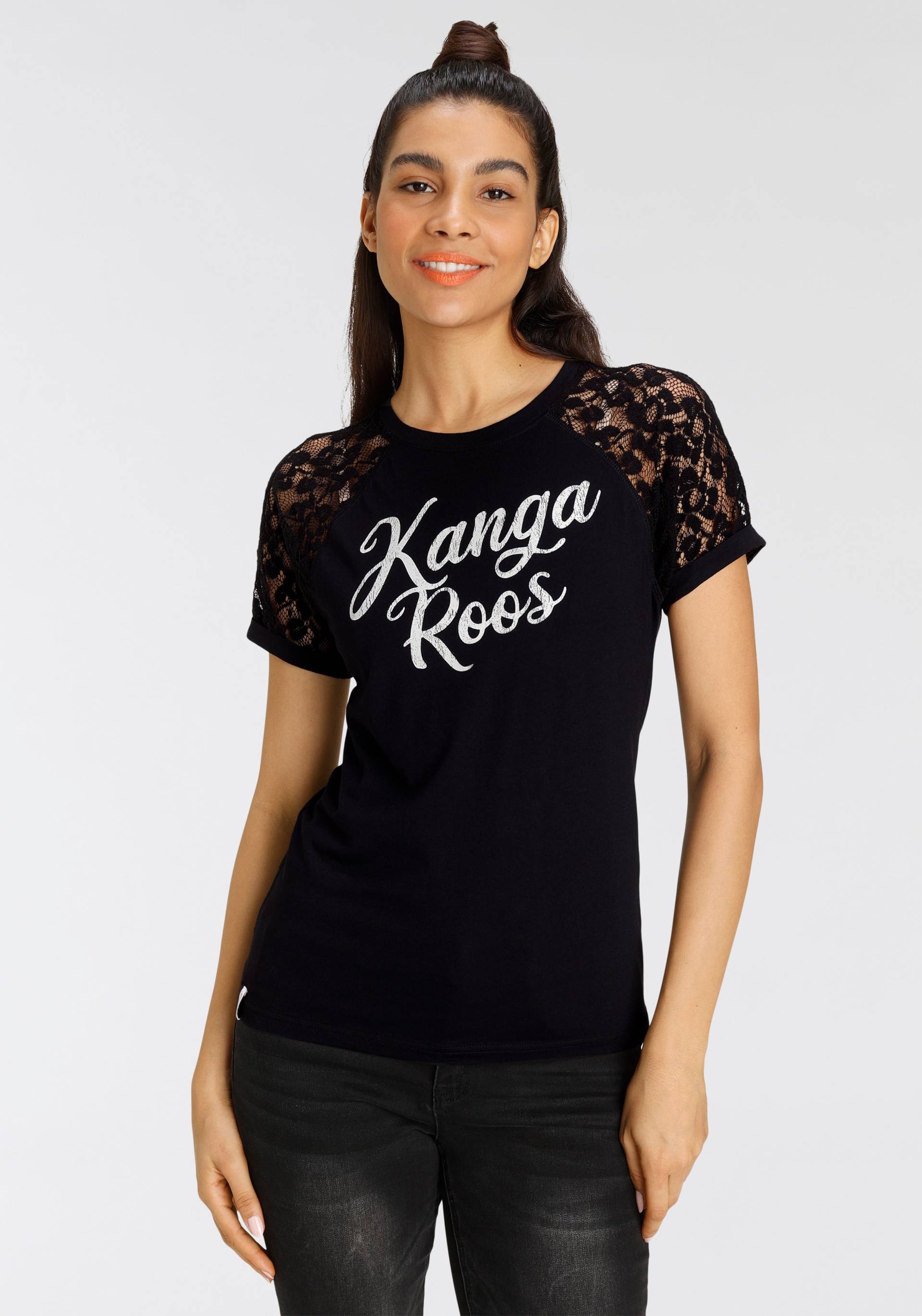 KangaROOS Spitzenshirt, mit Raglanärmeln und Markenschriftzug von KangaROOS