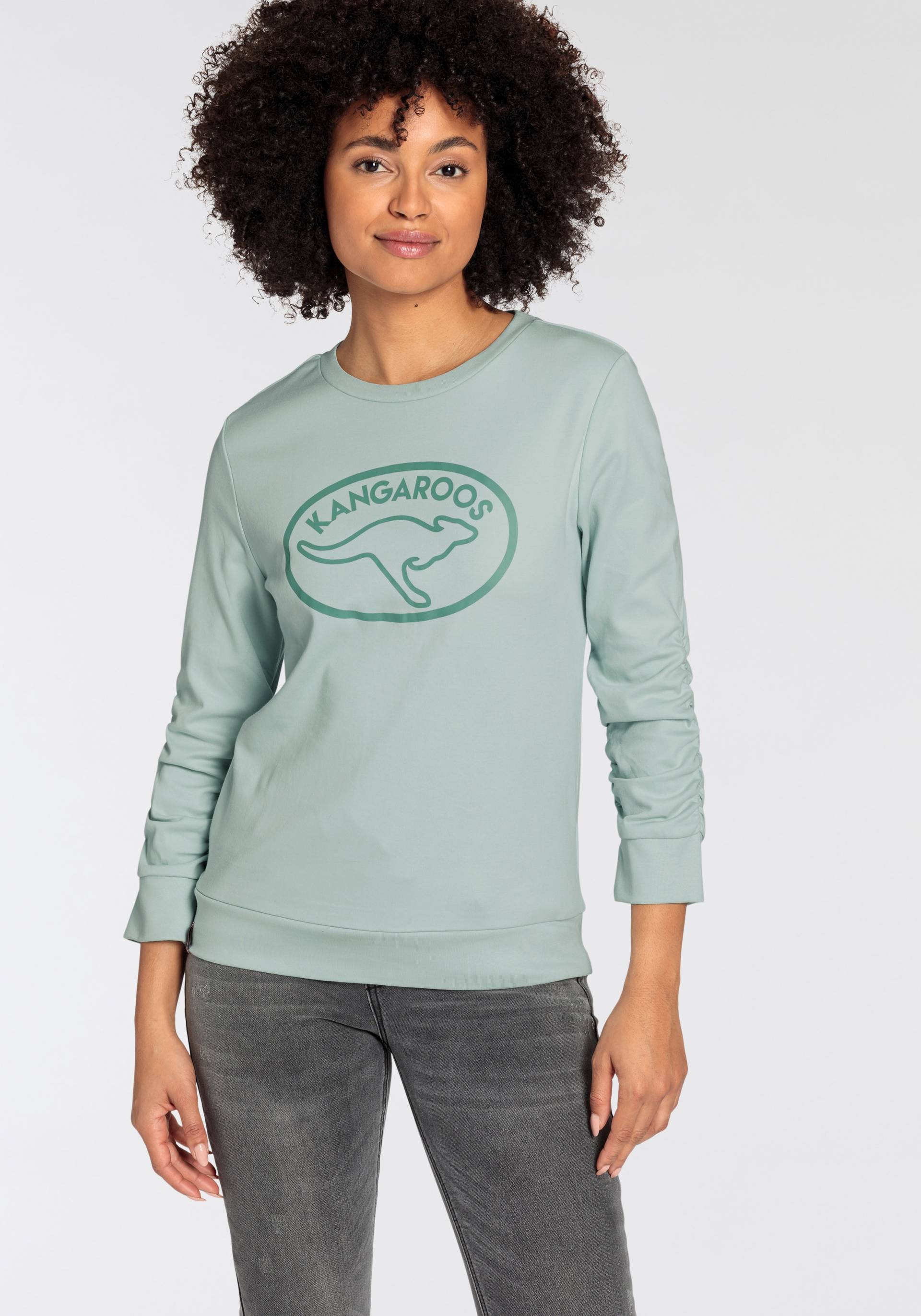 KangaROOS Sweatshirt, mit Raffung am Ärmel und Marken-Logo-Print - NEUE-KOLLEKTION von KangaROOS