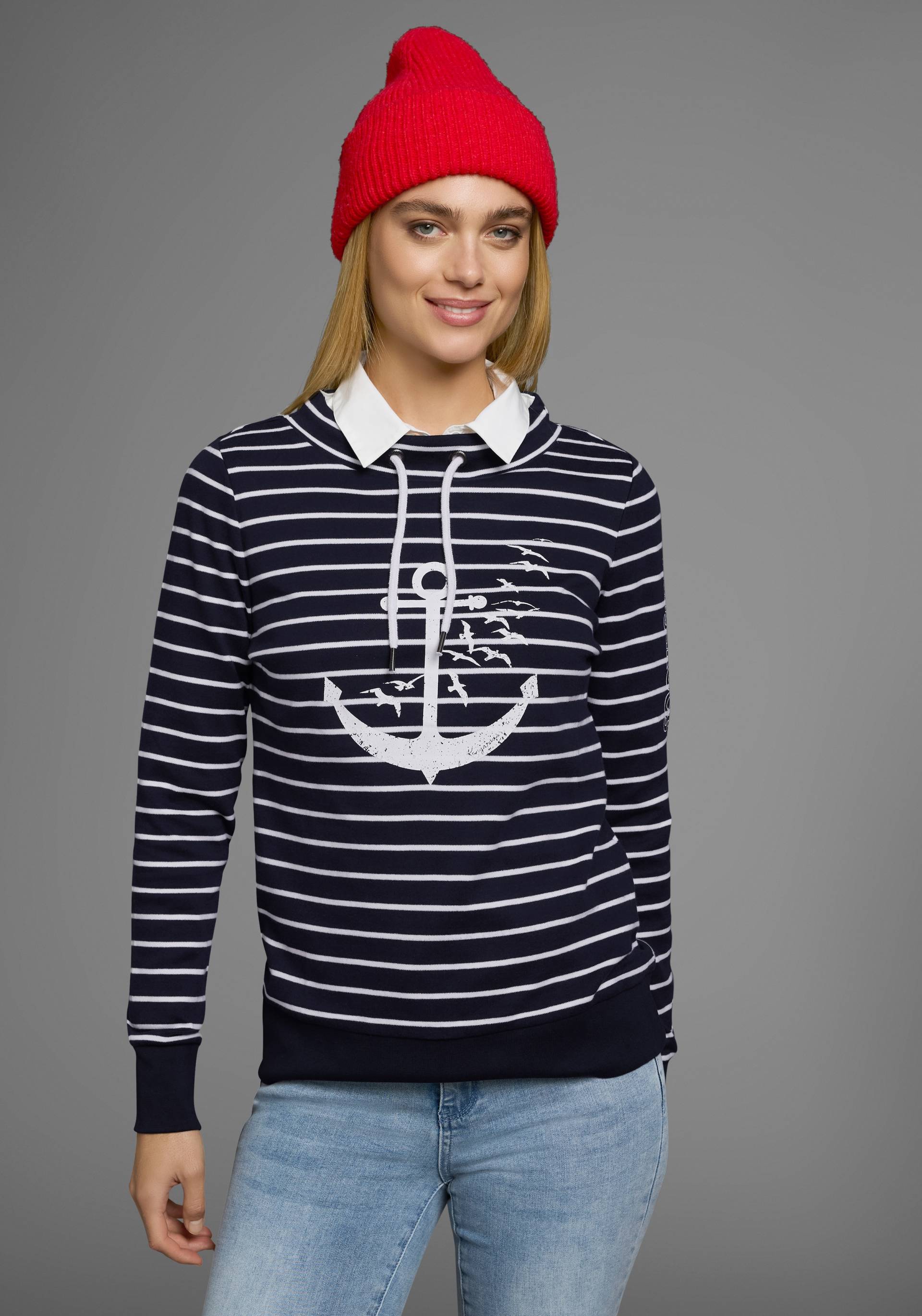 KangaROOS Sweatshirt, Langarm mit Daumenlöchern, figurbetont, Stehkragen mit Kordelzug KangaROOS Sweatshirt, Langarm mit Daumenlöchern, figurbetont, Stehkragen mit Kordelzug von KangaROOS