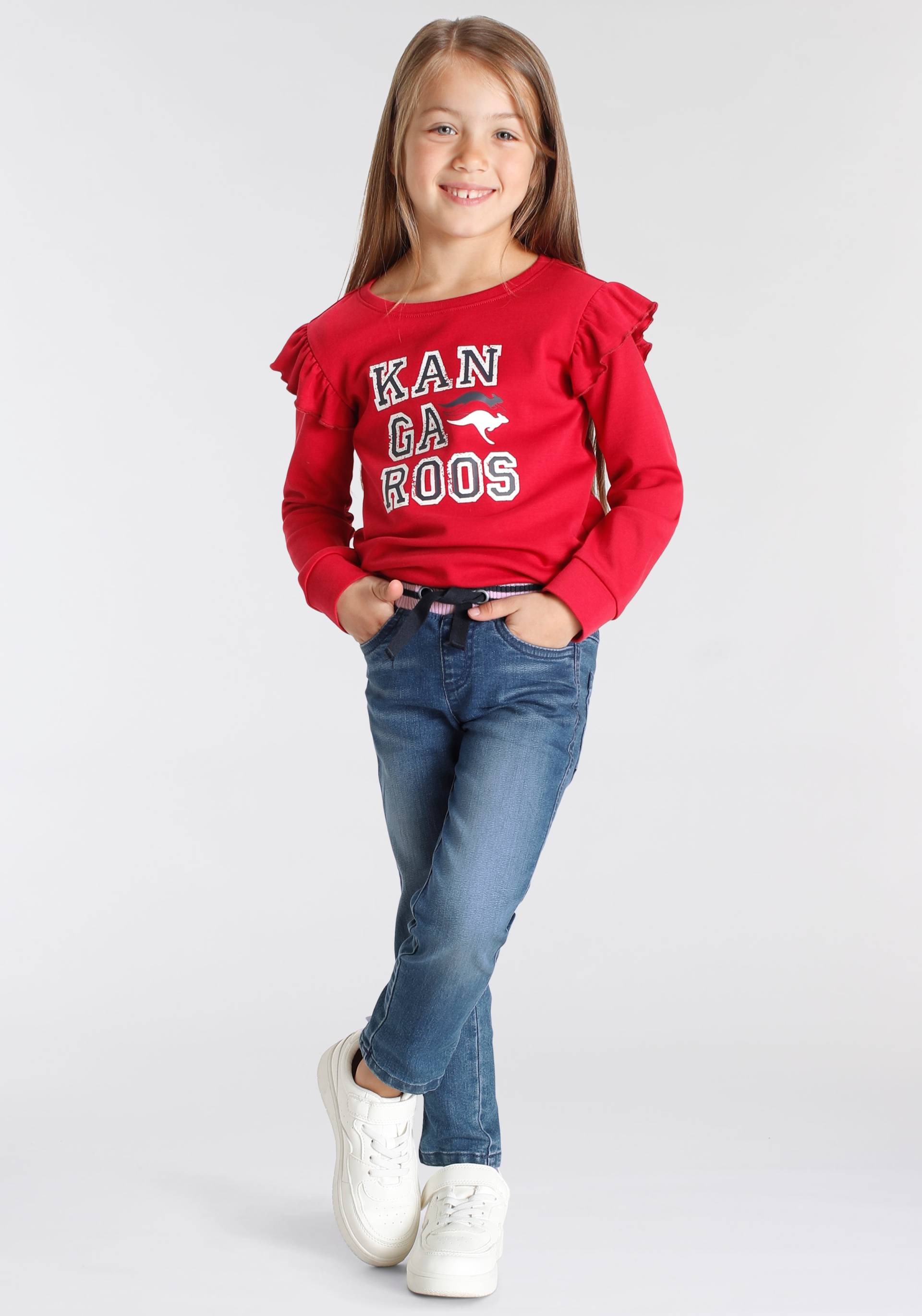 KangaROOS Sweatshirt »Kleine Mädchen«, mit Glitter und Rüschen an den Ärmeln von KangaROOS