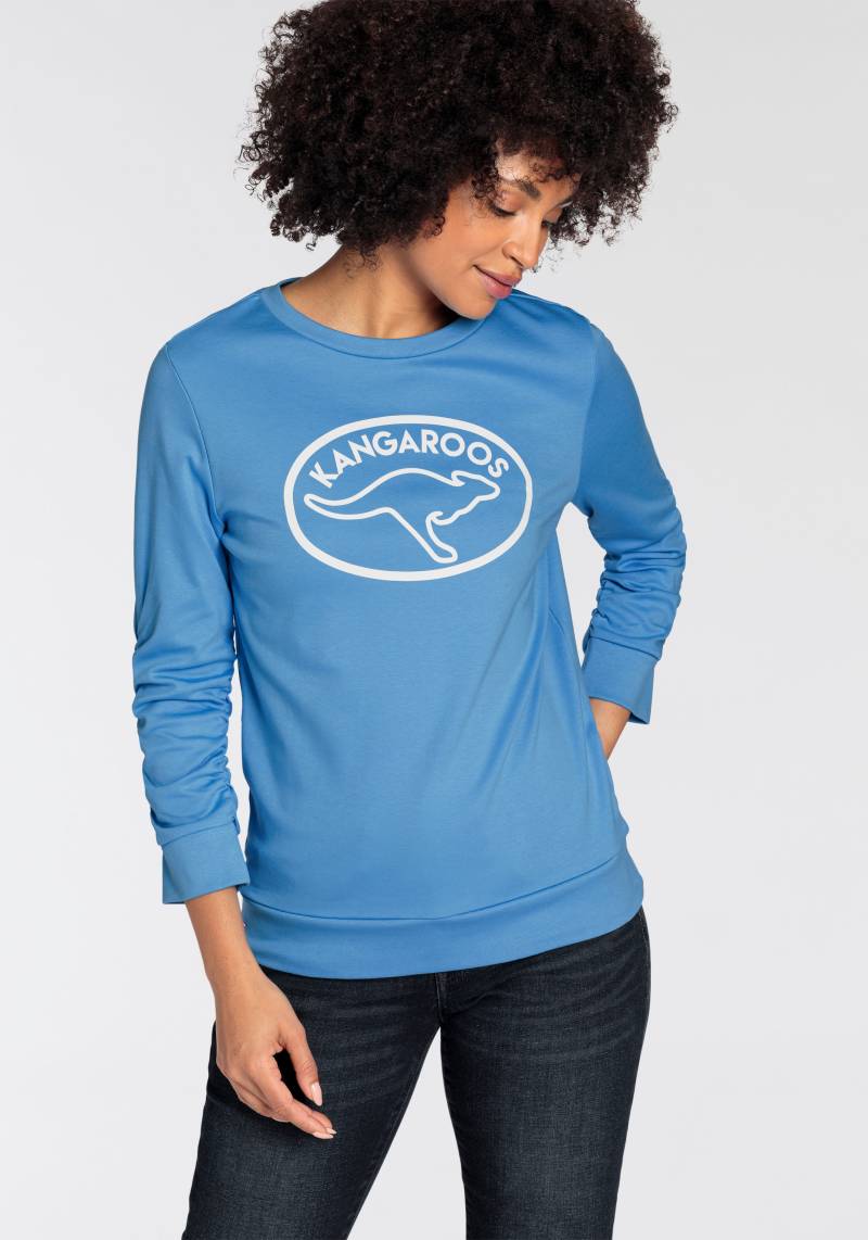 KangaROOS Sweatshirt, mit Raffung am Ärmel und Marken-Logo-Print - NEUE-KOLLEKTION von KangaROOS