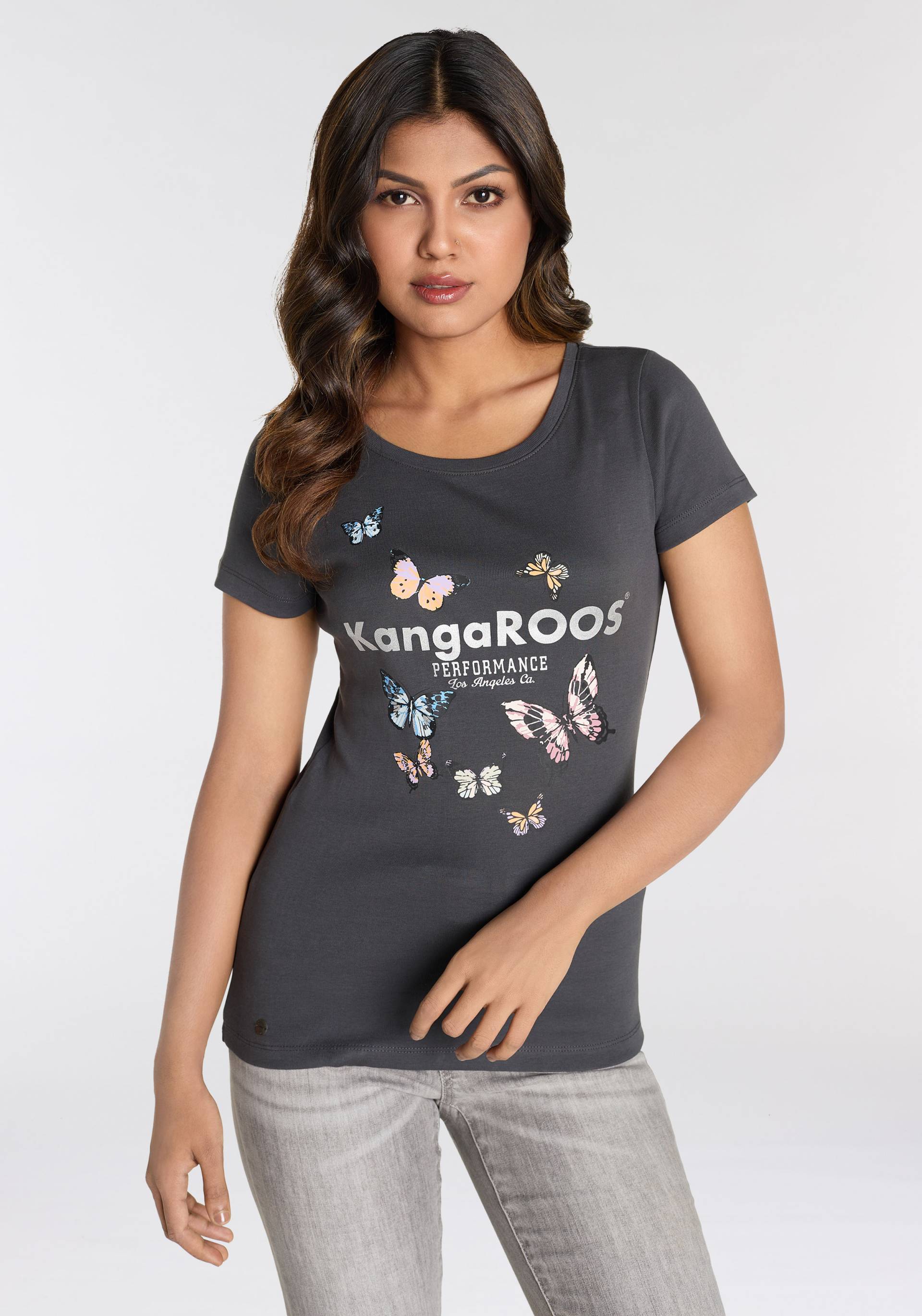 KangaROOS T-Shirt, Kurzarm, körpernahe Passform, aus Rippware von KangaROOS