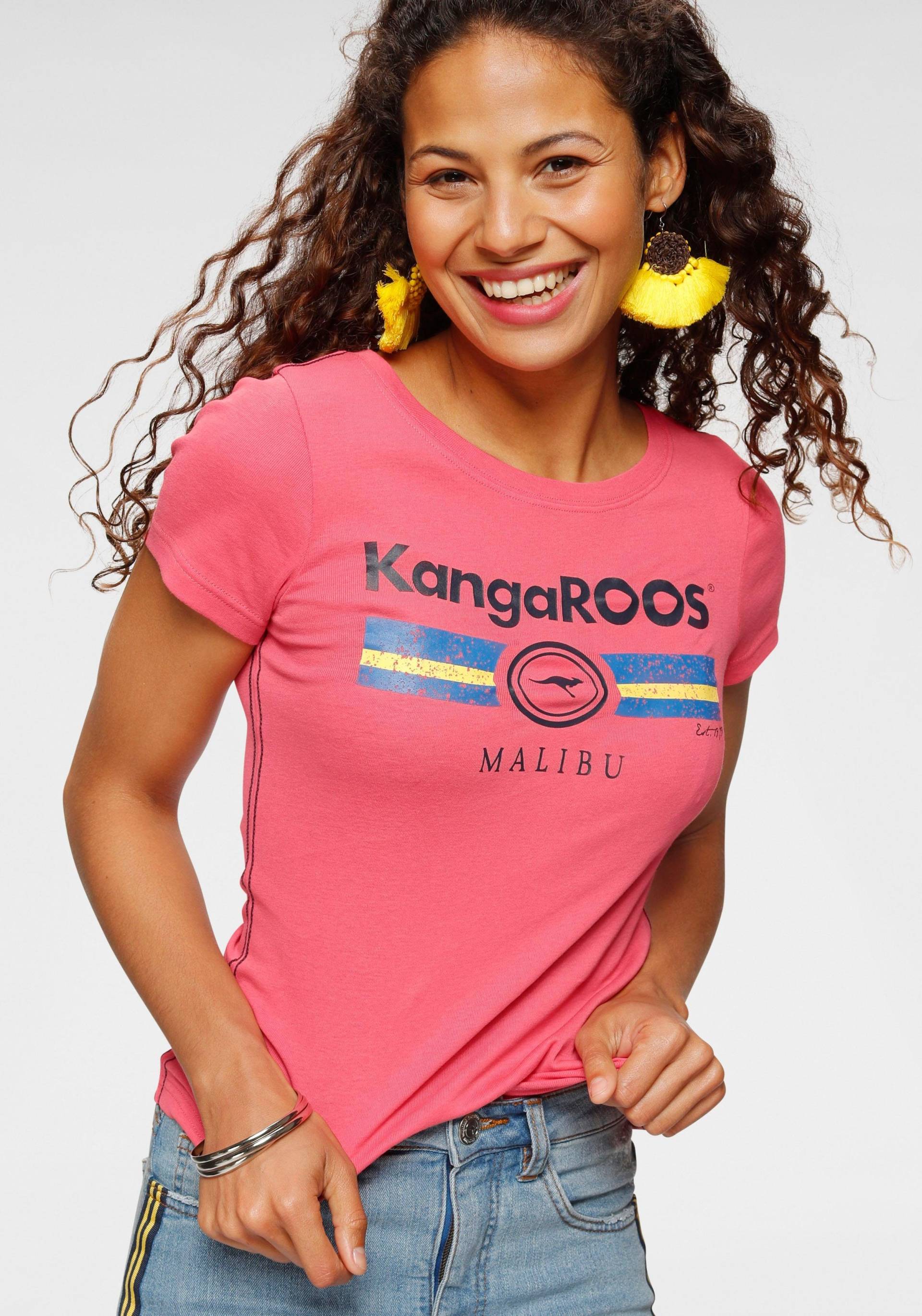 KangaROOS T-Shirt, Kurzarm, unifarben und bedruckt, Rundhalsausschnitt von KangaROOS