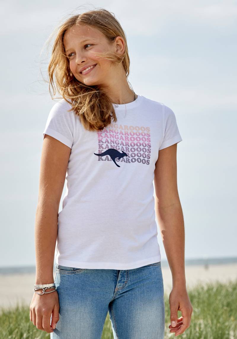 KangaROOS T-Shirt, Kurzarm, taillierter Schnitt, mit Glitzerdruck von KangaROOS