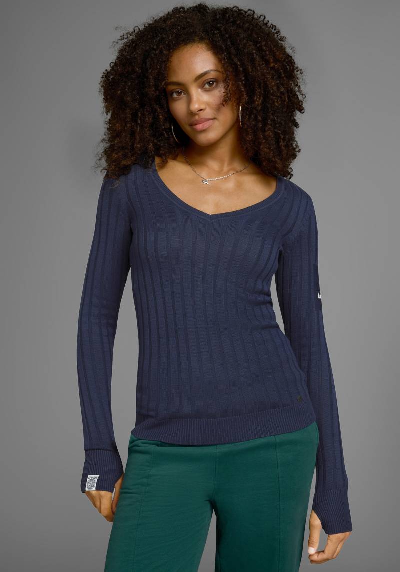 KangaROOS V-Ausschnitt-Pullover, in breit geripptem Feinstrick von KangaROOS