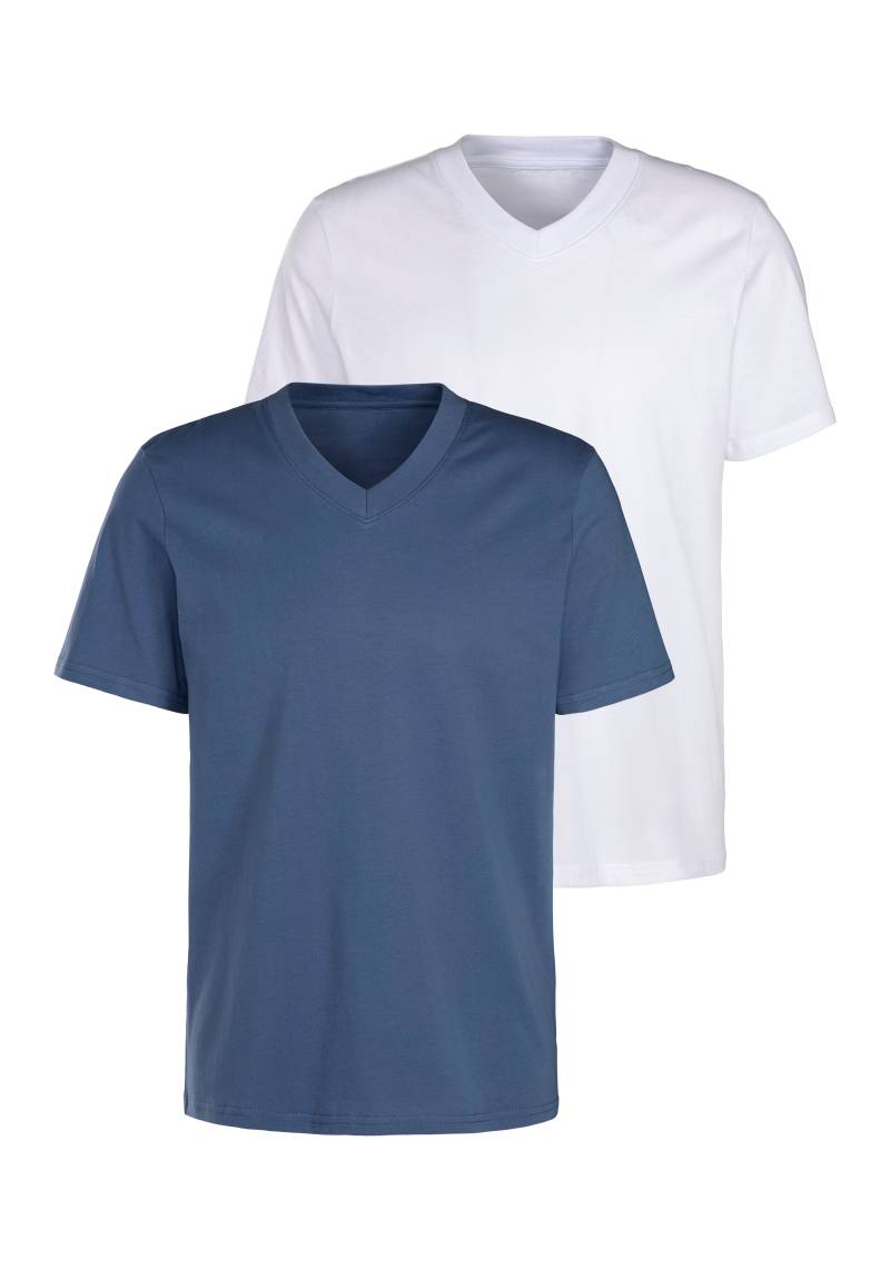 KangaROOS T-Shirt »Regular Fit,«, (2er-Pack), Freizeitshirt mit Kurzarm, V-Ausschnitt aus reine Baumwolle von KangaROOS