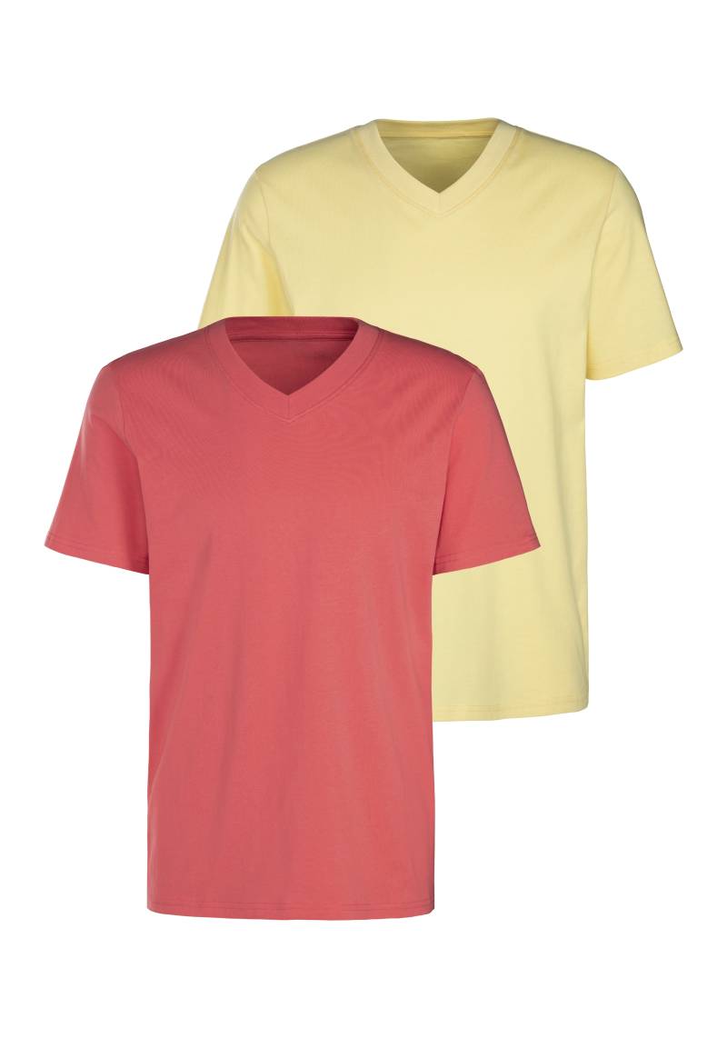 KangaROOS T-Shirt »Regular Fit,«, (2er-Pack), Freizeitshirt mit Kurzarm, V-Ausschnitt aus reine Baumwolle von KangaROOS