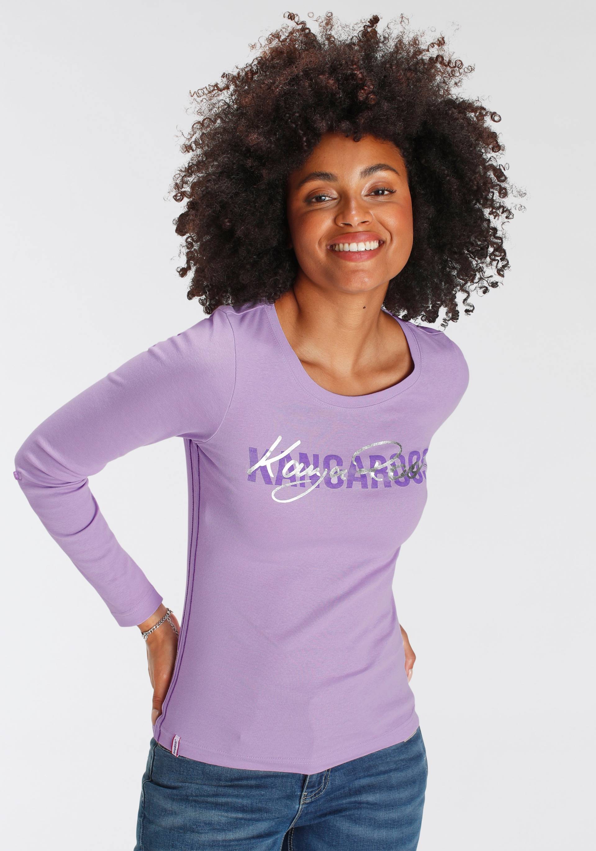 KangaROOS Langarmshirt, krempelbare Ärmel, figurbetonter Schnitt, Rundhalsausschnitt KangaROOS Langarmshirt, krempelbare Ärmel, figurbetonter Schnitt, Rundhalsausschnitt von Kangaroos