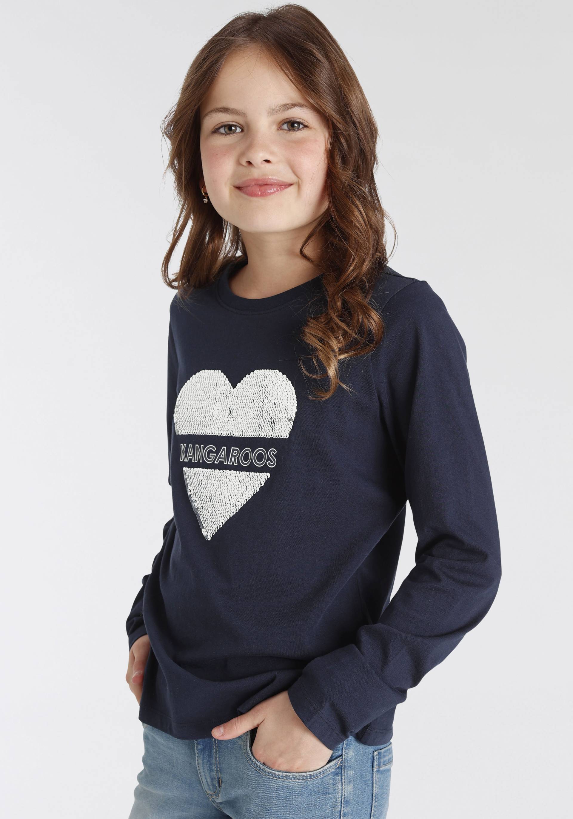KangaROOS Langarmshirt »Herz«, Langarm, Basic-Passform, bedruckt, Rundhalsausschnitt KangaROOS Langarmshirt »Herz«, Langarm, Basic-Passform, bedruckt, Rundhalsausschnitt von Kangaroos