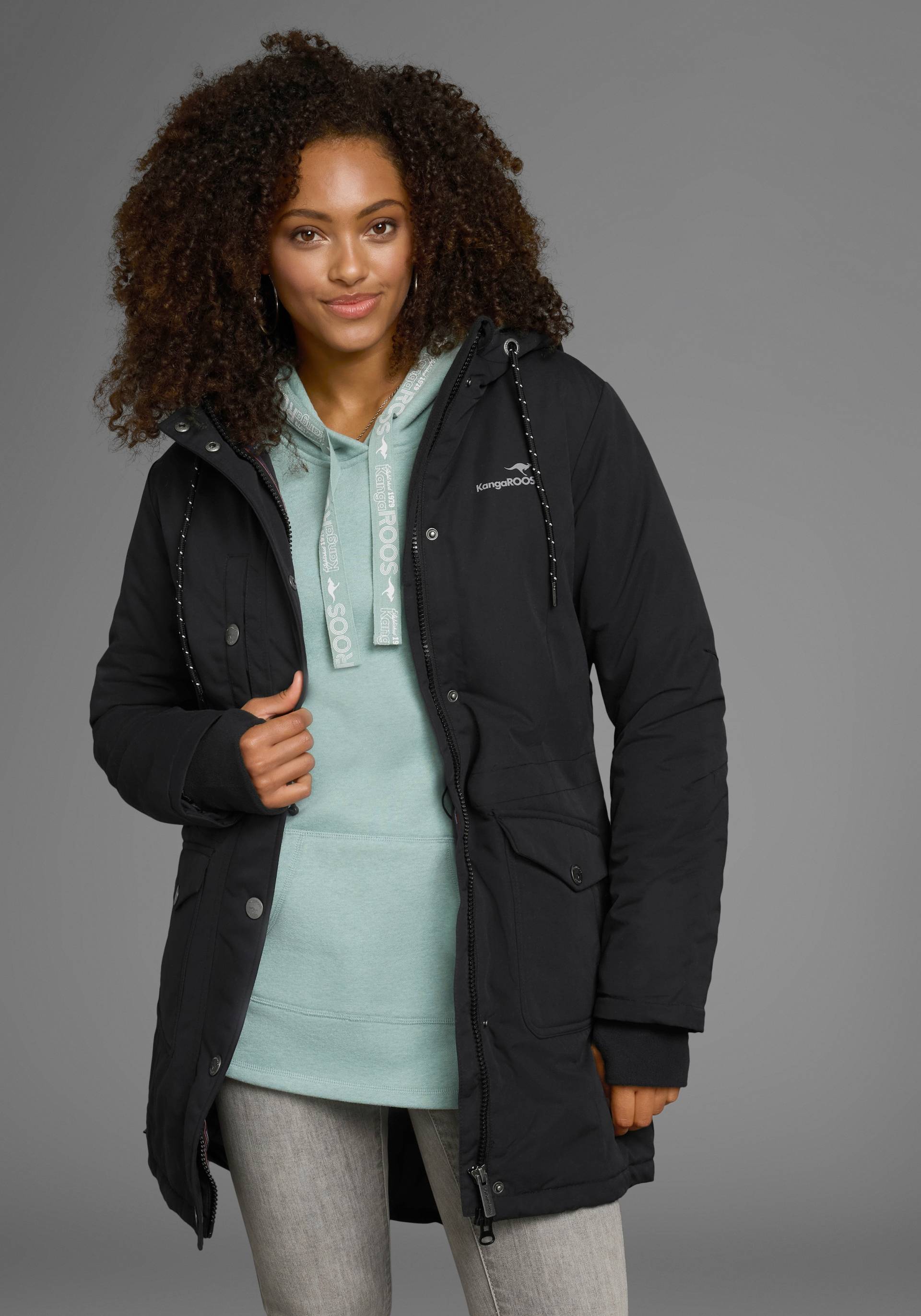 KangaROOS Langjacke, mit Kapuze, für den Übergang, aus leichtem Webmaterial, modisch KangaROOS Langjacke, mit Kapuze, für den Übergang, aus leichtem Webmaterial, modisch von Kangaroos