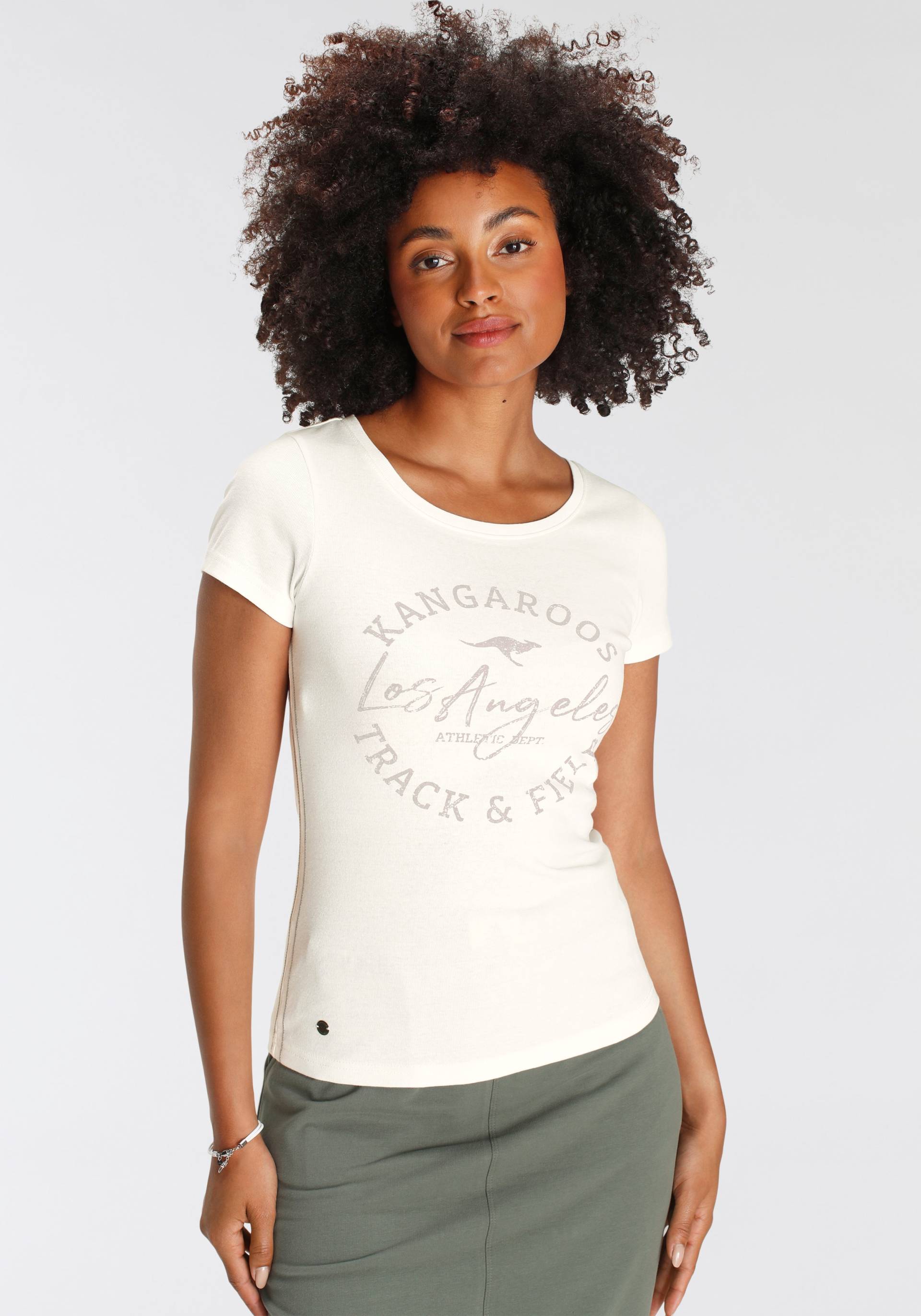 KangaROOS Print-Shirt, sehr figurbetonter Schnitt, Print, Rundhalsausschnitt KangaROOS Print-Shirt, sehr figurbetonter Schnitt, Print, Rundhalsausschnitt von Kangaroos
