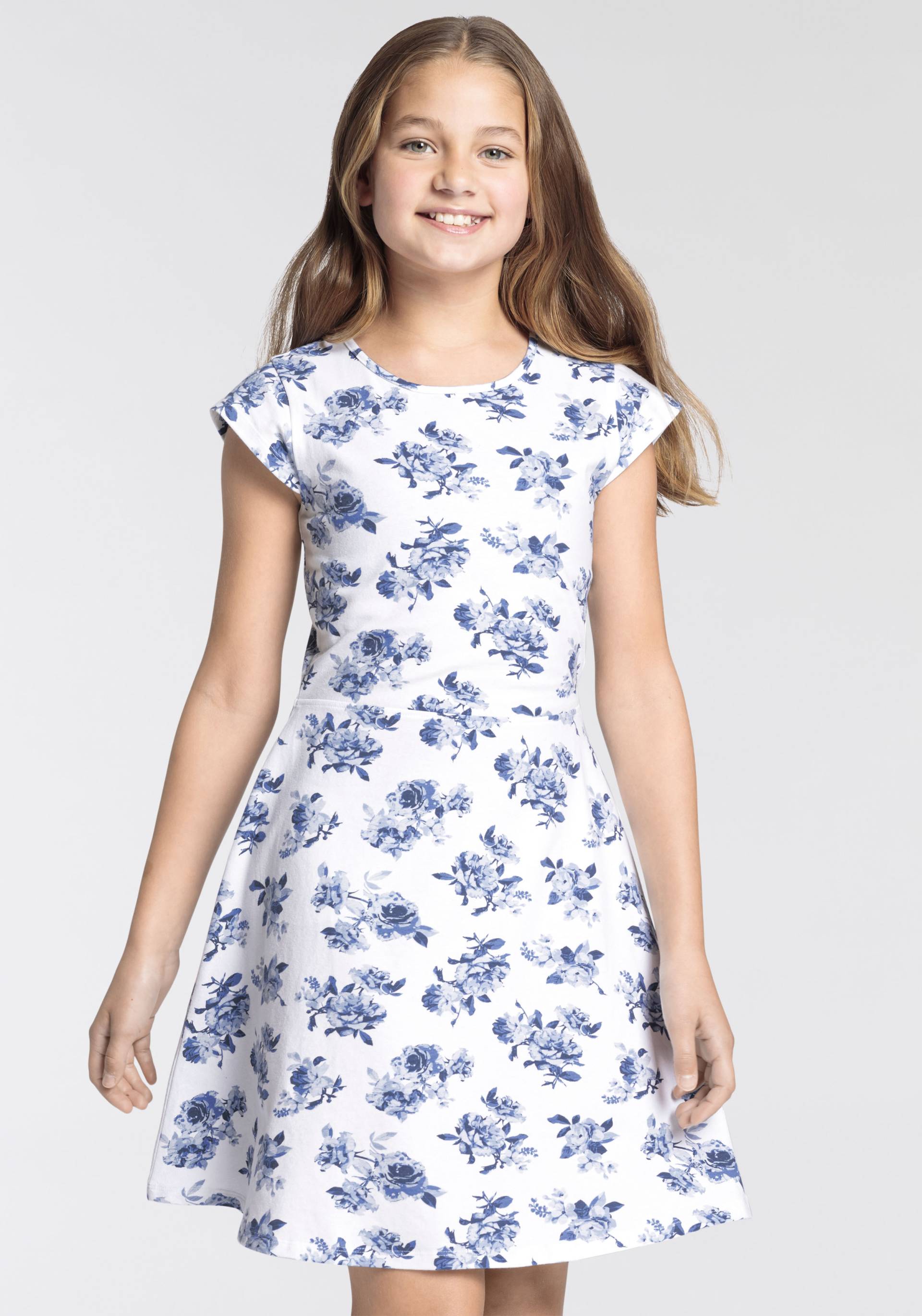 KangaROOS Jerseykleid »Kangaroos Mädchen«, festliche Anlässe, modischer Allover-Druck, ausgestellter Schnitt KangaROOS Jerseykleid »Kangaroos Mädchen«, festliche Anlässe, modischer Allover-Druck, ausgestellter Schnitt von Kangaroos