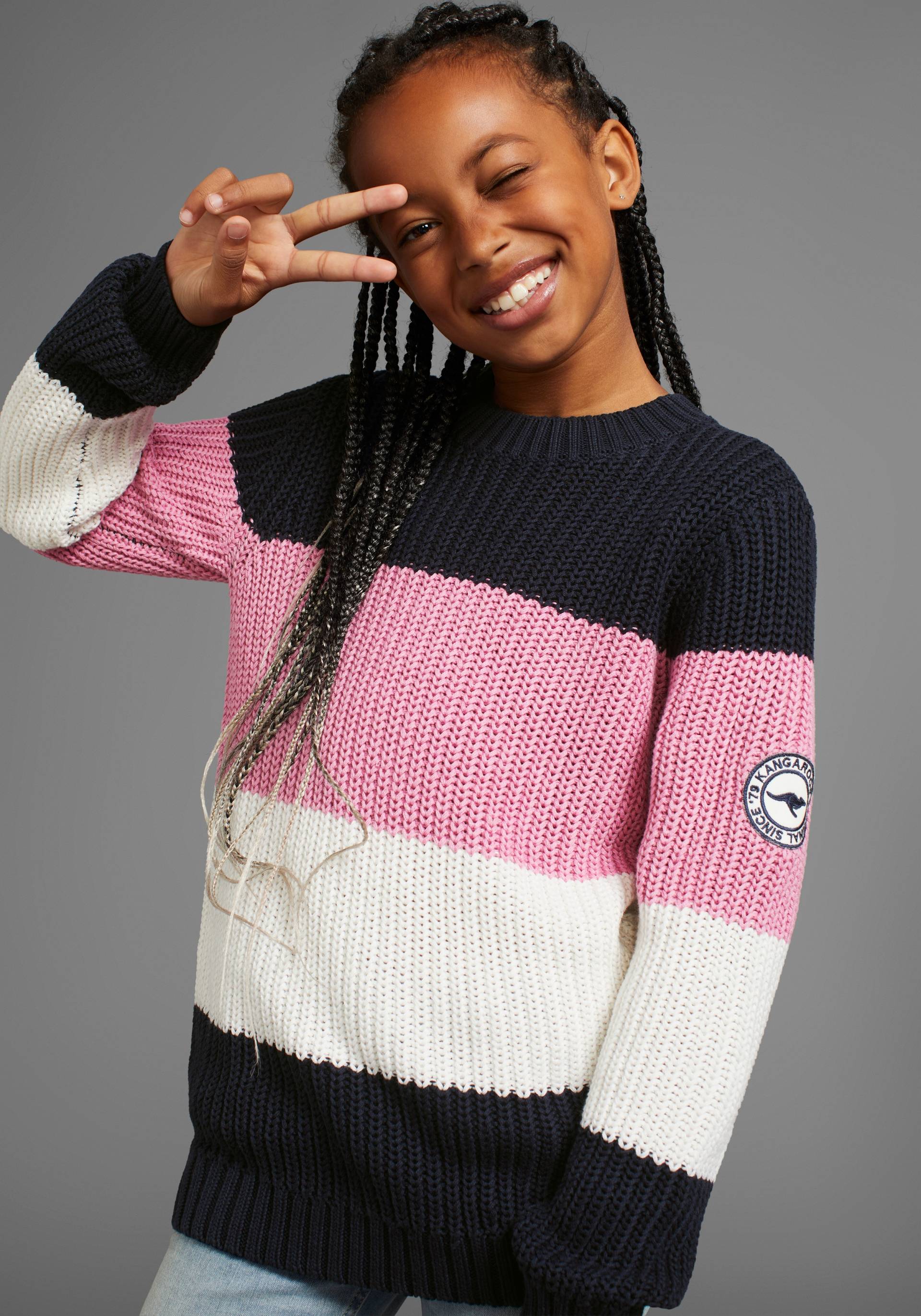 KangaROOS Strickpullover »Ringelpullover«, mit Logo auf dem Ärmel KangaROOS Strickpullover »Ringelpullover«, mit Logo auf dem Ärmel von Kangaroos