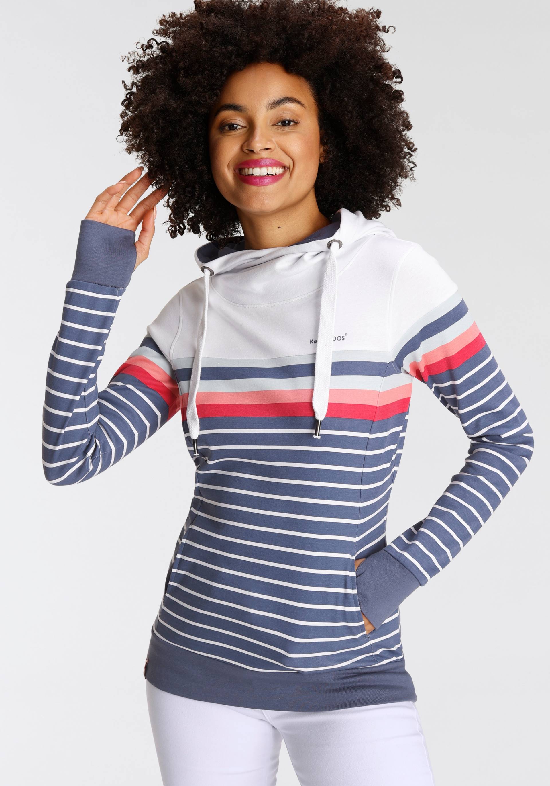 KangaROOS Kapuzensweatshirt, Langarm mit Daumenlöchern, bequem geschnitten und hüftbedeckend KangaROOS Kapuzensweatshirt, Langarm mit Daumenlöchern, bequem geschnitten und hüftbedeckend von Kangaroos