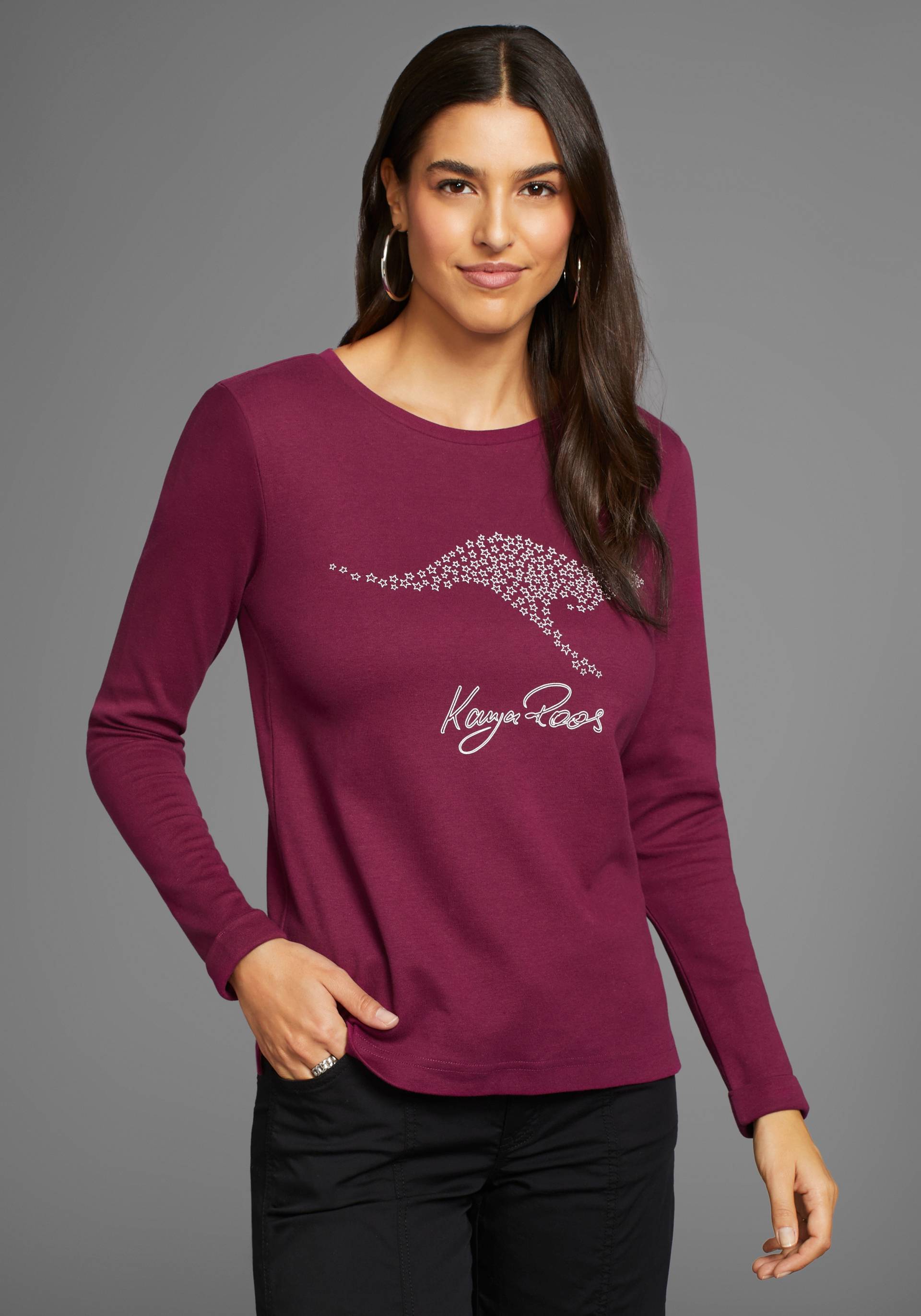 KangaROOS Sweatshirt, Langarm, figurumspielend, unifarben, mit Rundhalsausschnitt KangaROOS Sweatshirt, Langarm, figurumspielend, unifarben, mit Rundhalsausschnitt von Kangaroos