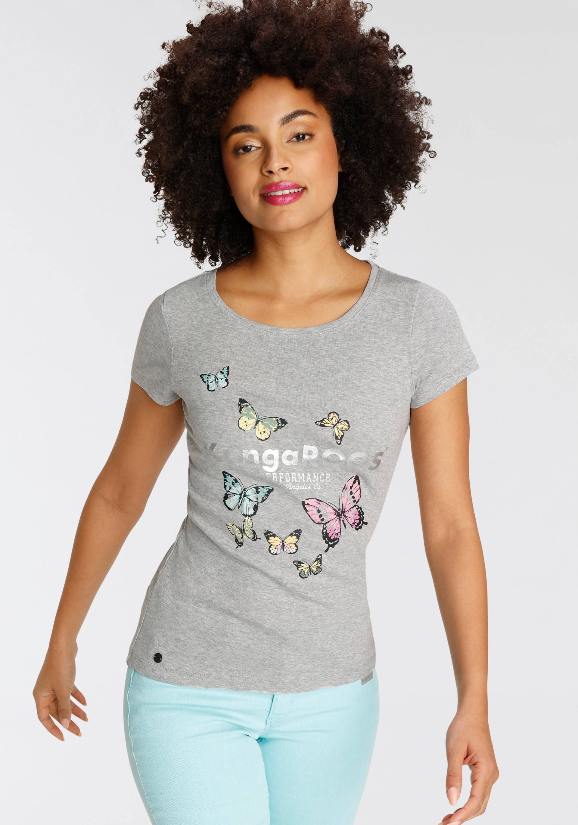 KangaROOS T-Shirt, mit filigranem Logodruck & Schmetterlingen - NEUE FARBEN von Kangaroos