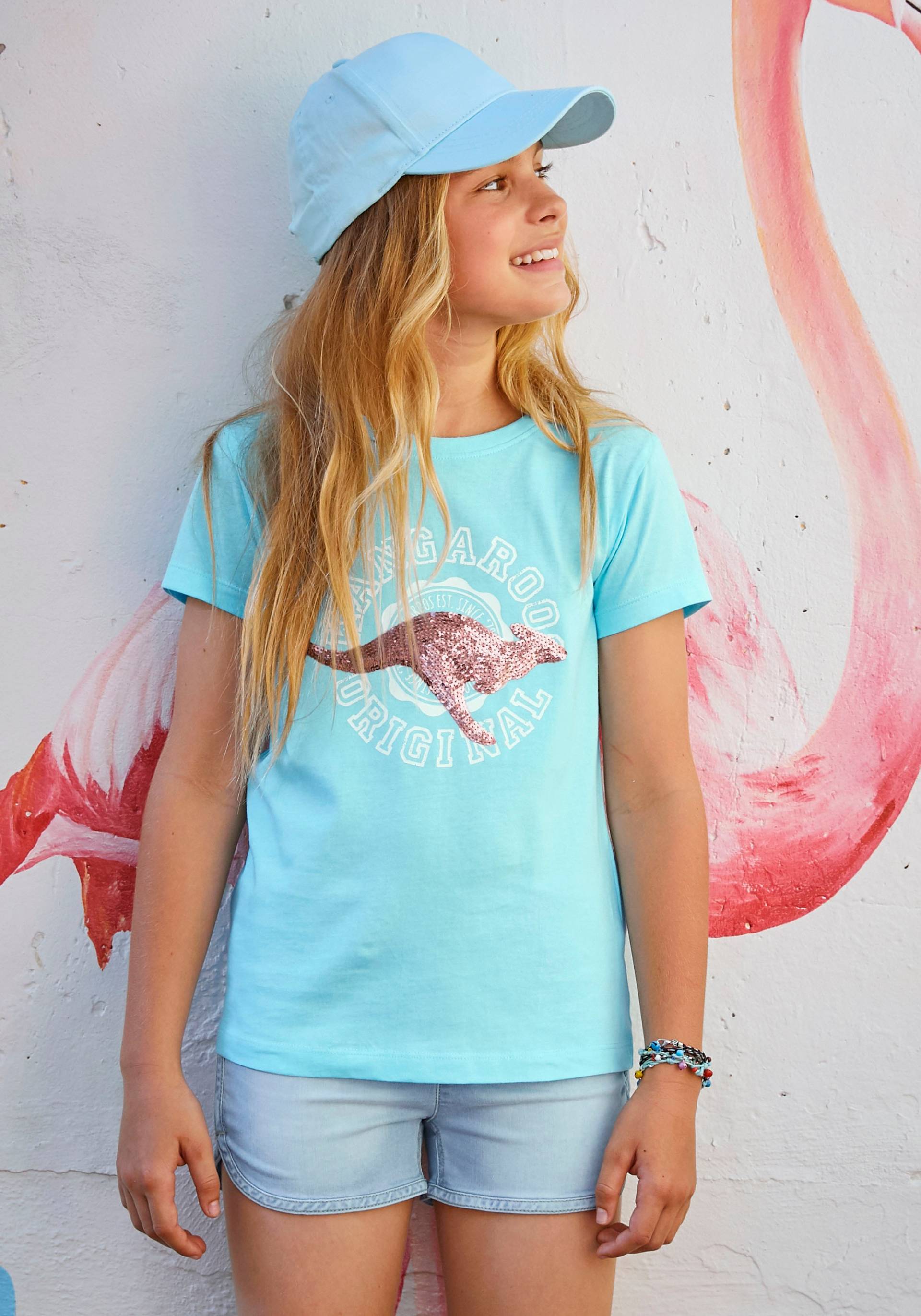 KangaROOS T-Shirt »mit Paillettenapplikation«, Mit Logo-Print von Kangaroos