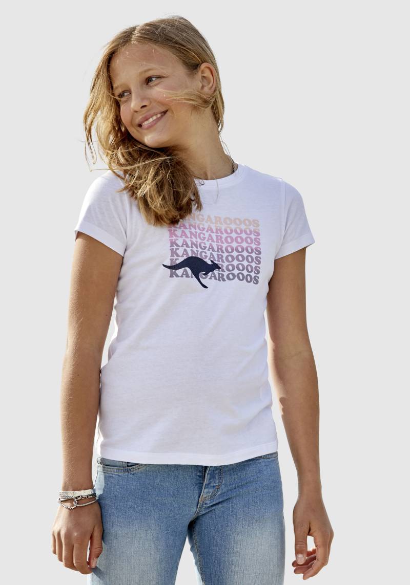 KangaROOS T-Shirt, Kurzarm, taillierter Schnitt, mit Glitzerdruck von Kangaroos