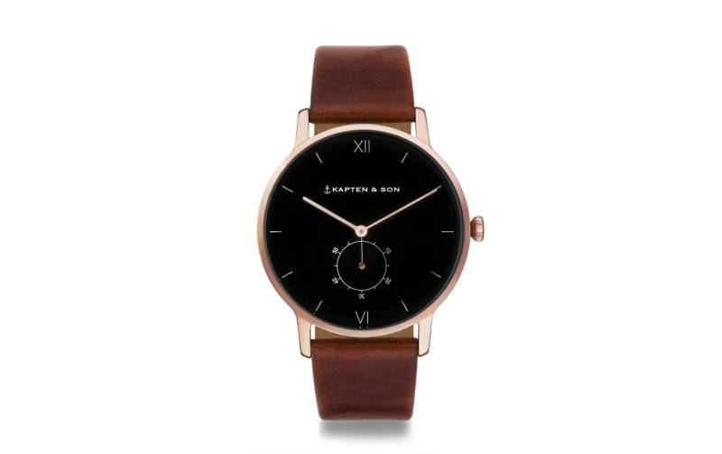 Kapten & Son Quarzuhr »Heritage Black Brown Leather« von Kapten & Son