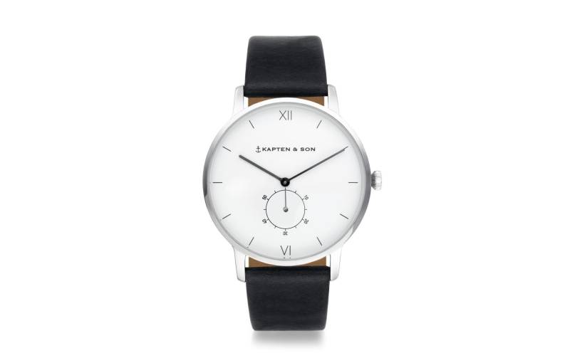 Kapten & Son Quarzuhr »Heritage Silver Black Leather« von Kapten & Son