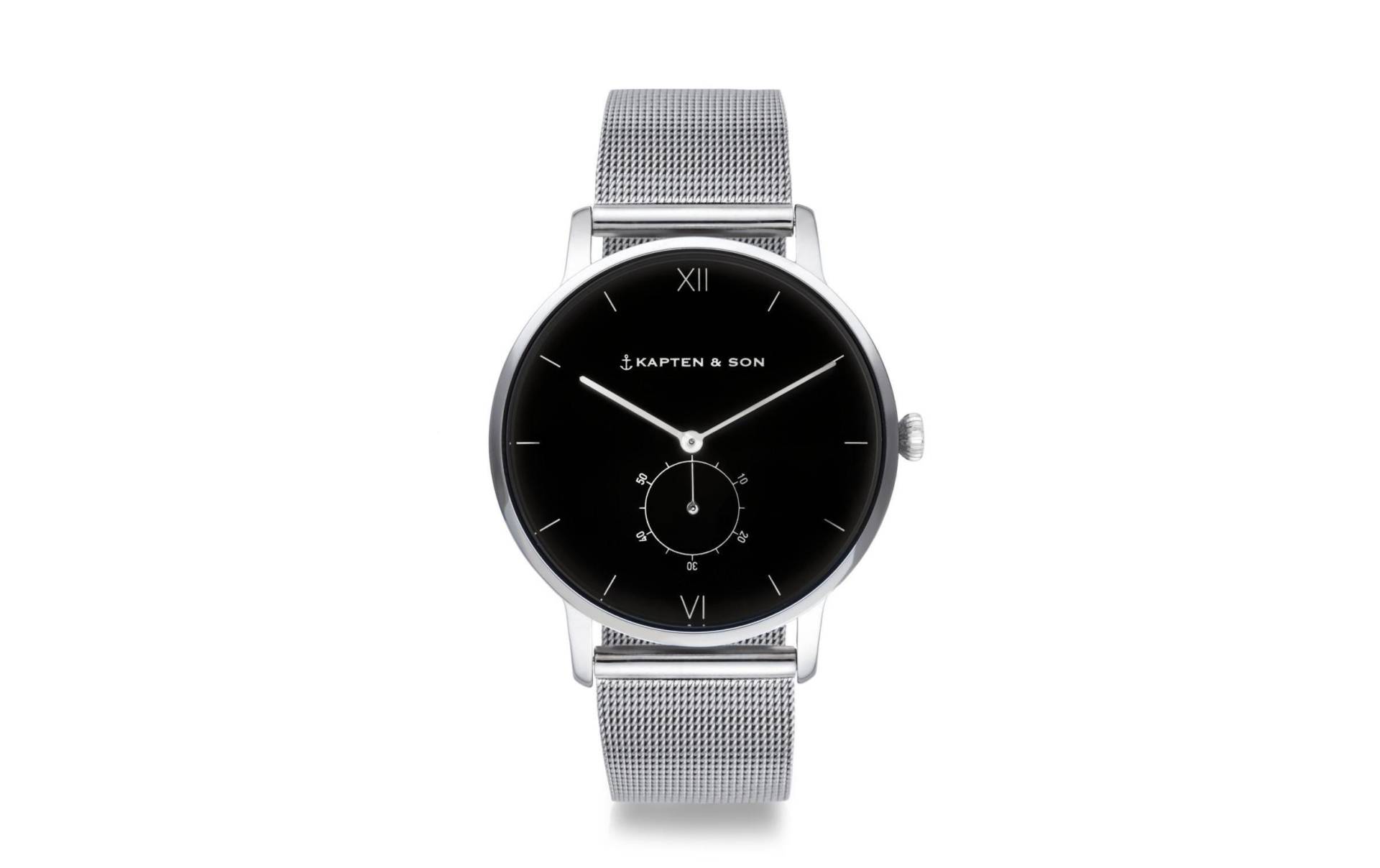Kapten & Son Quarzuhr »Heritage Silver Black Mesh« Kapten & Son Quarzuhr »Heritage Silver Black Mesh« von Kapten & Son