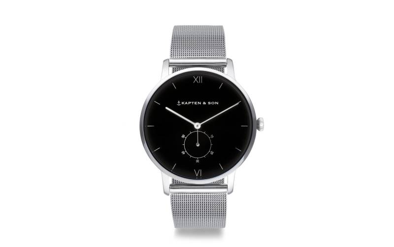 Kapten & Son Quarzuhr »Heritage Silver Black Mesh« von Kapten & Son