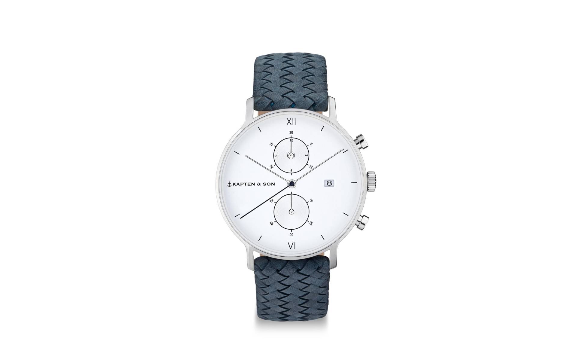 Kapten & Son Chronograph »Chrono Woven Leather, Small Blau« von Kapten & Son