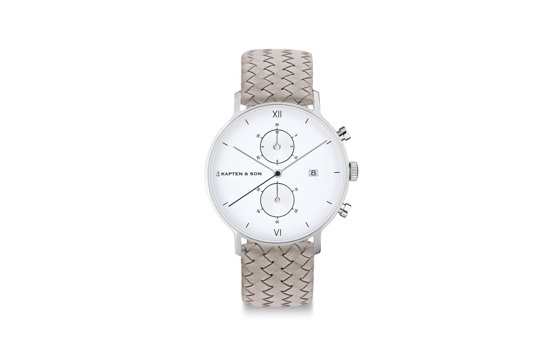 Kapten & Son Chronograph »Chrono Woven Leather, Small Grau« Kapten & Son Chronograph »Chrono Woven Leather, Small Grau« von Kapten & Son